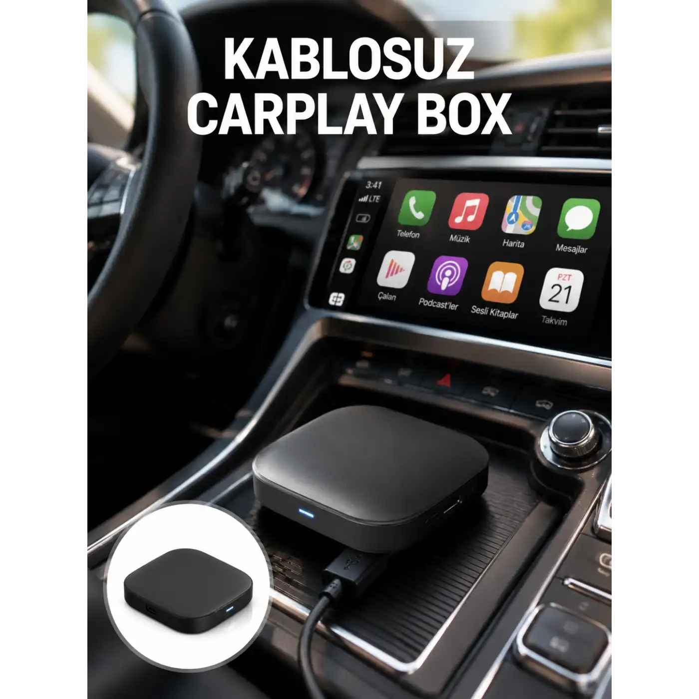 5.8GHz WiFi Destekli Kablosuz Android Auto Dönüştürücü Yeni Nesil