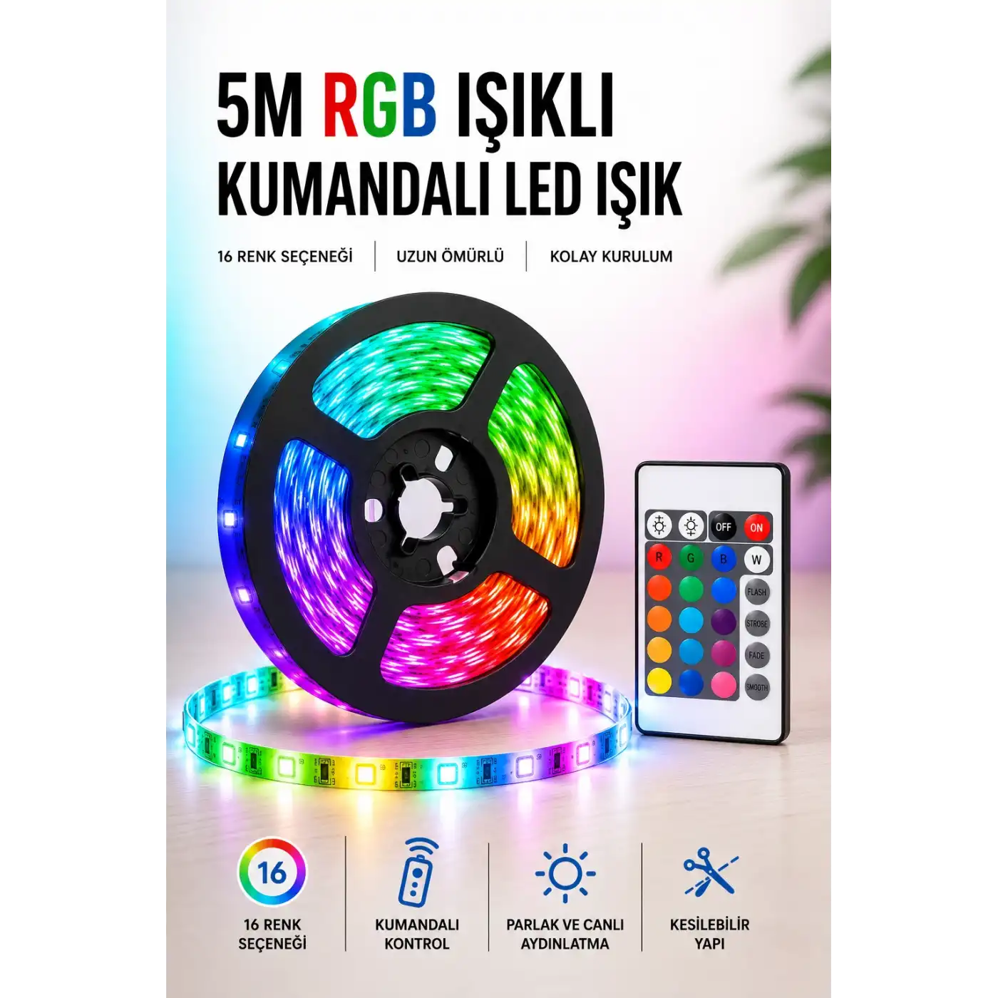 5M RGB Işıklı Her Ortama Uygun Led Işık