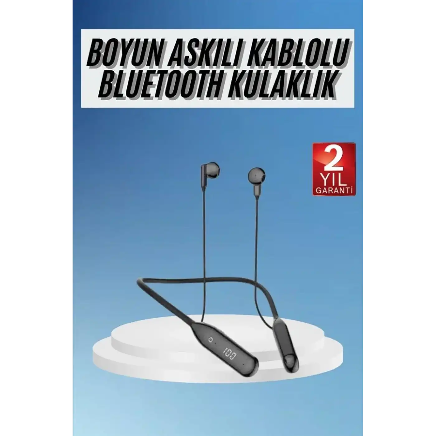 60 Saat Kablolu Boyun Askılı Dijital Göstergeli Bluetooth Kulaklığı Yeni Nesil