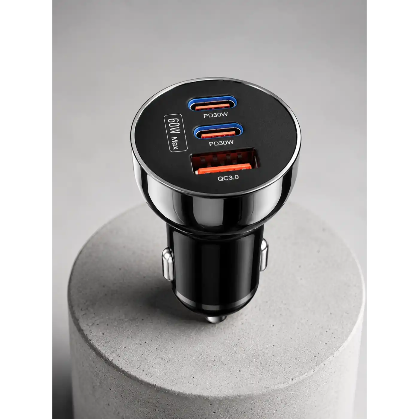 60W Araç İçi Hızlı Şarj Adaptörü Çift USB-C PD ve USB-A QC3.0