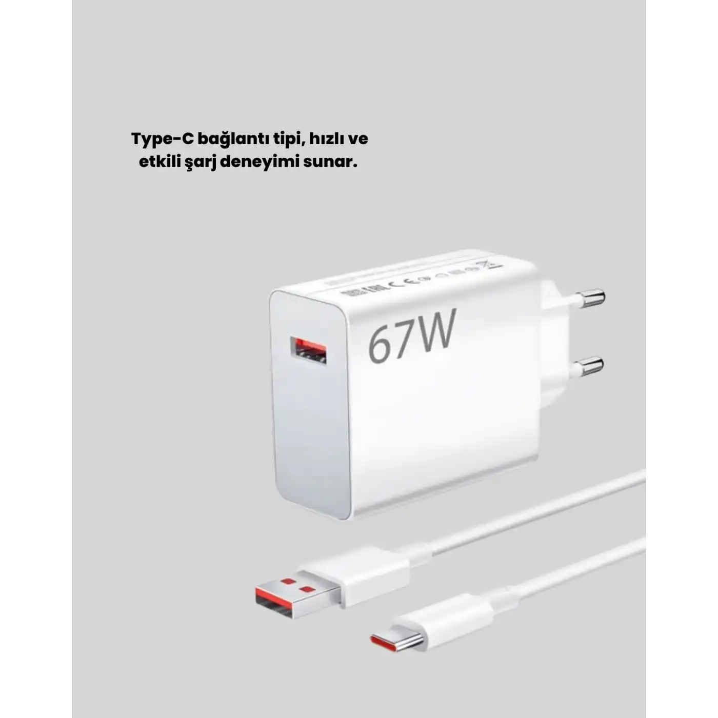 67 Watt Type C Hızlı Şarj Başlık  Black Shark Uyumlu Yeni Nesil