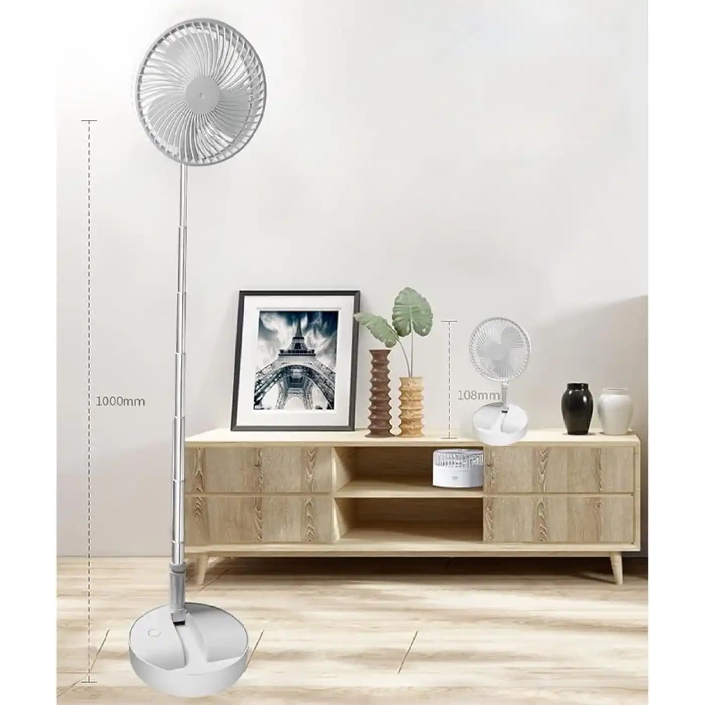 Teleskopik Fan Vantilatör 4 Modlu Şarjlı Katlanabilir Yükseltilebilir Taşınabilir Serinletici Portatif Masa Vantilatörü