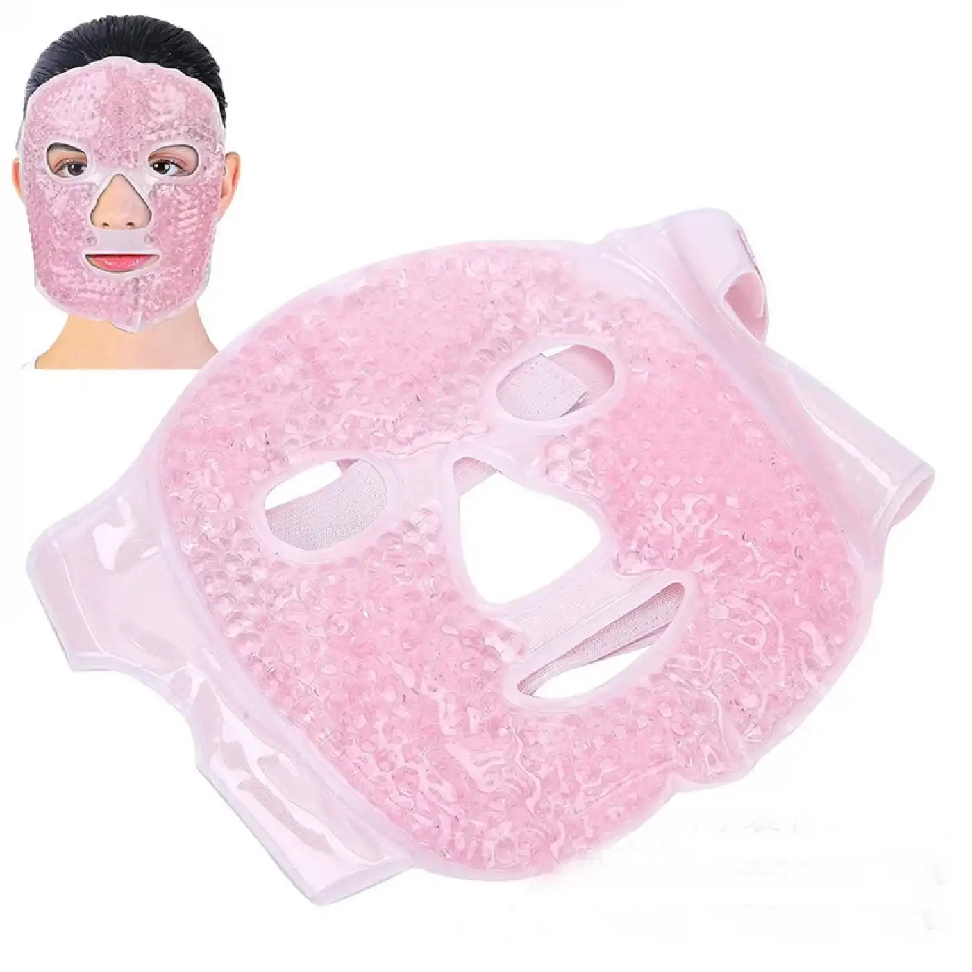 Terapi Jel Yüz Maskesi Soğuk Ve Sıcak Boncuklu Ayarlanabilir Maske (Pembe)