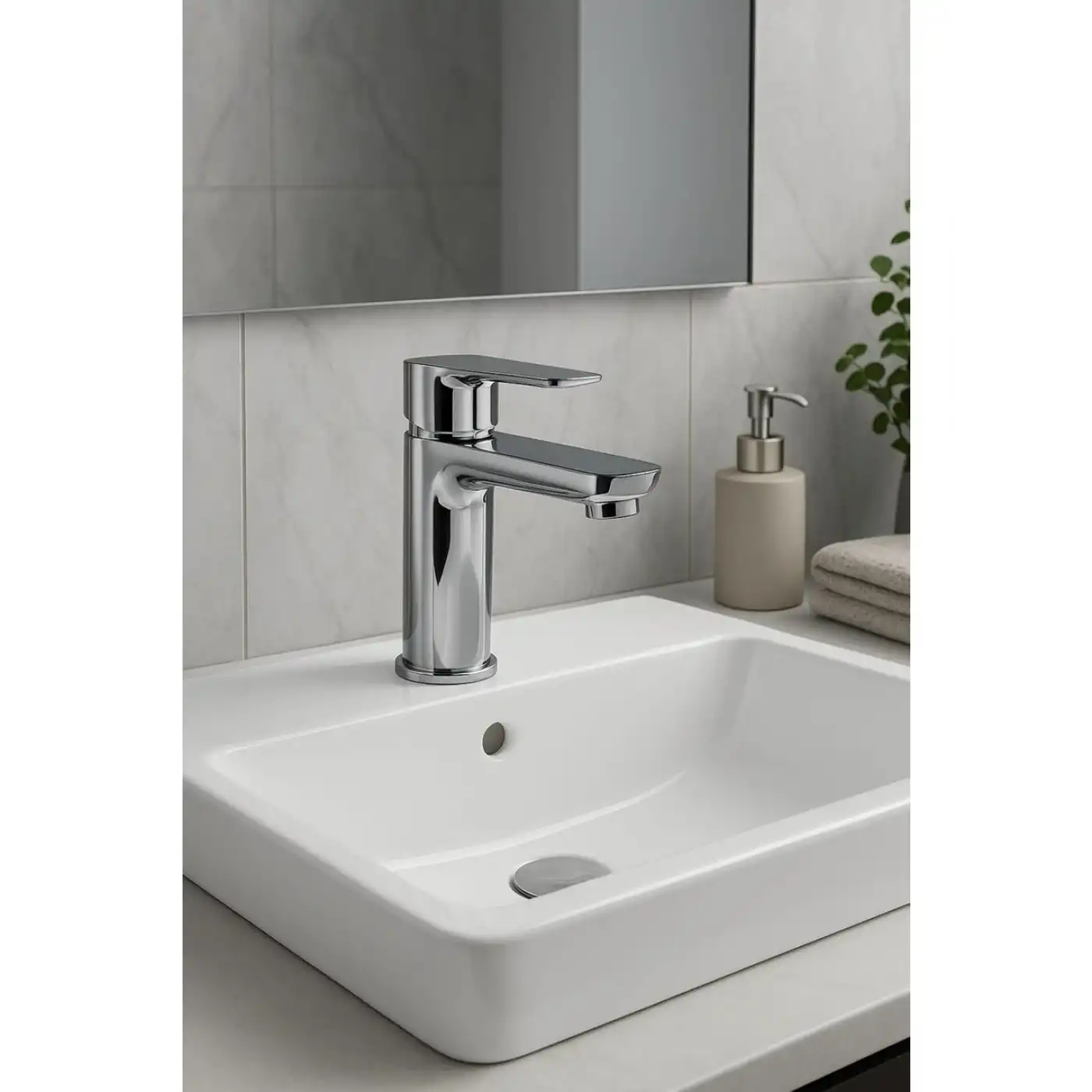 Lüks Sabit Lavabo Bataryası Tek Kollu Musluk – Su Tasarruflu Banyo & Mutfak Uyumlu