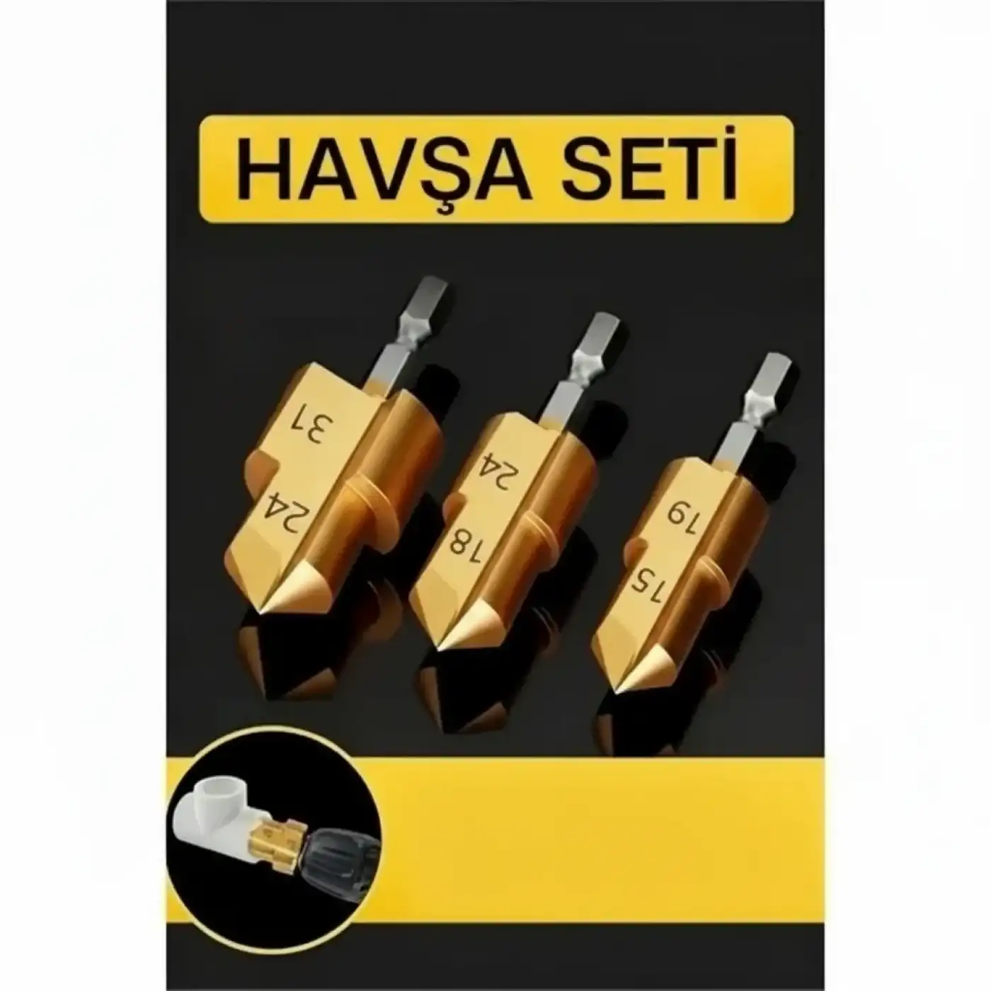 Plastik Boru Kalemtraş Kademeli Boru Açma Pvc Pprc Boru Tamir Delme Genişletme Onarımı İçin 3lü Havşa Seti