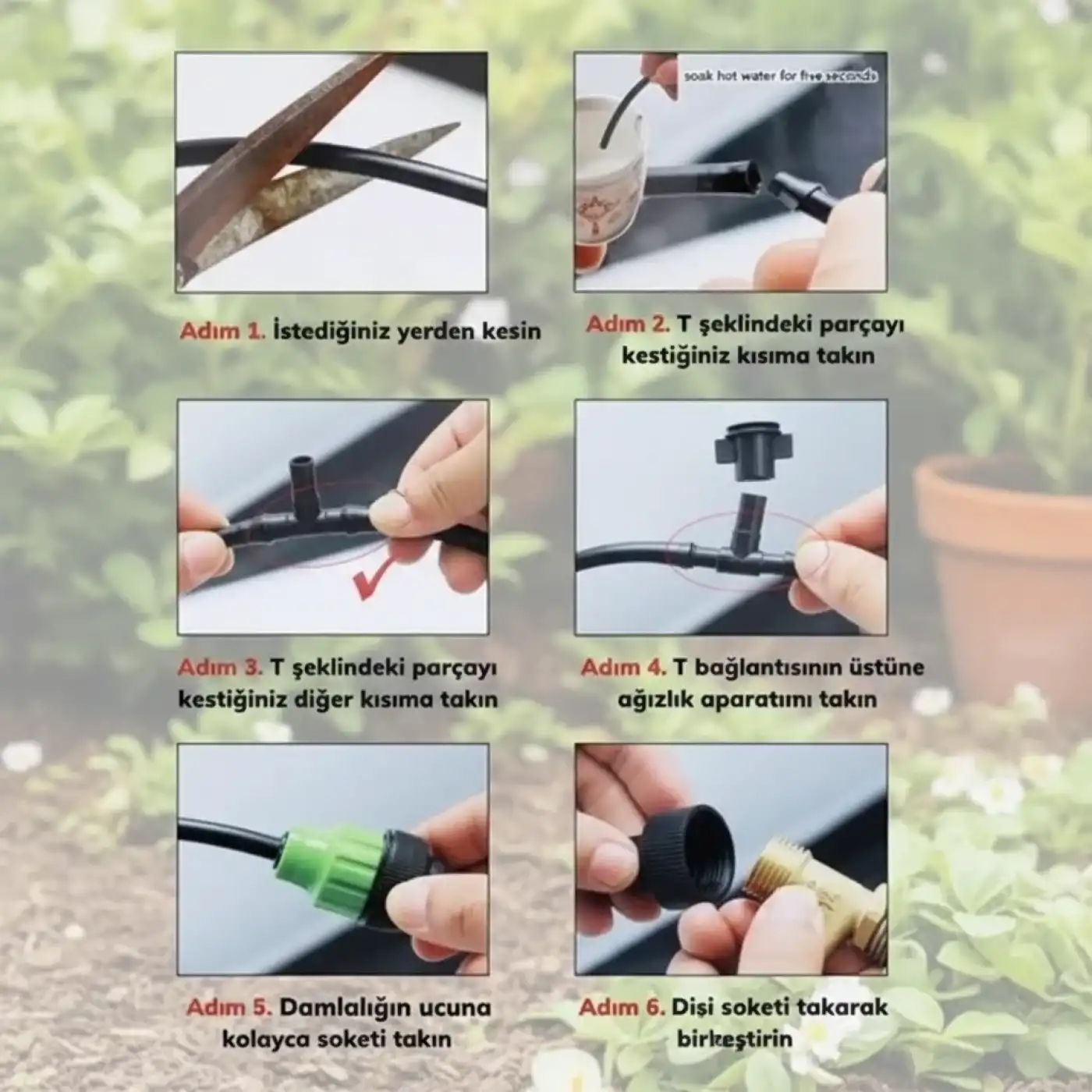 10 Metre Kendin Yap Açık Alan Serinletme Sistemi - Nozzle Başlıklı Bahçe ve Teras Nemlendirme Seti