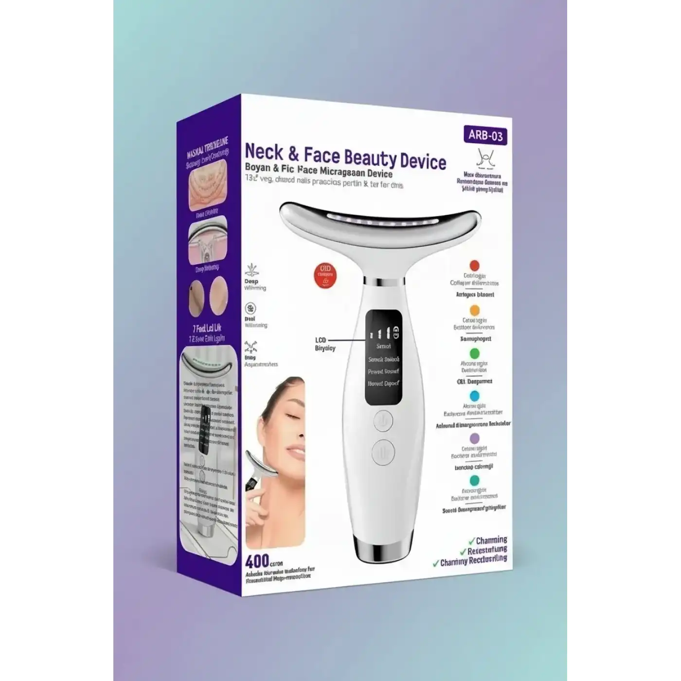 45 Derece Isıtmalı, 400mAh, LCD Göstergeli 7 Modlu, Boyun ve Yüz Sıkılaştırma Cihazı