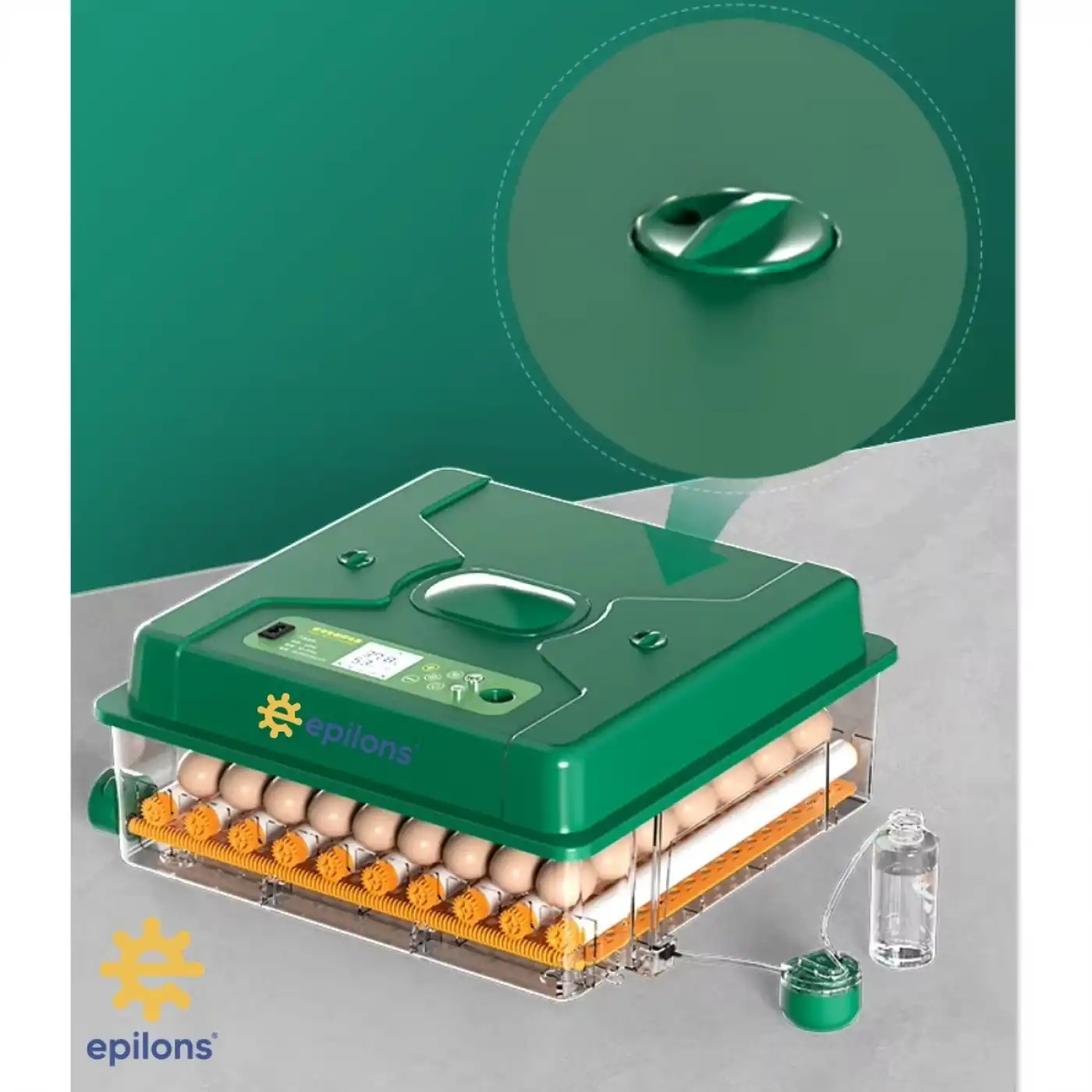 EP-120 Yumurta Kapasiteli Tam Otomatik Kuluçka Makinesi - Yeni Nesil Harici Suluklu, Dijital Nem ve Sıcaklık Göstergeli