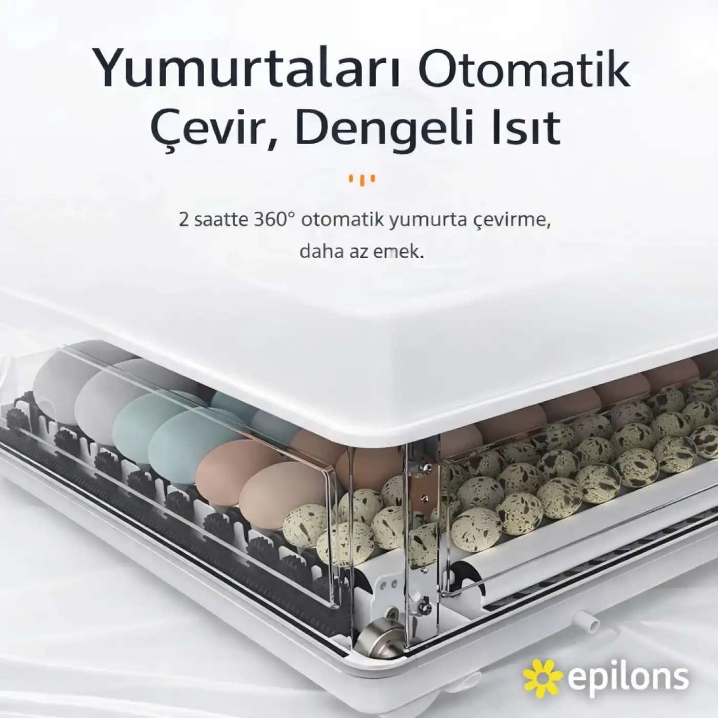 Wh-130 Kuluçka Makinesi -Tavuk Kaz Hindi Ördek ve Kuş Türleri Uyumlu Yedek Motor Hediyeli