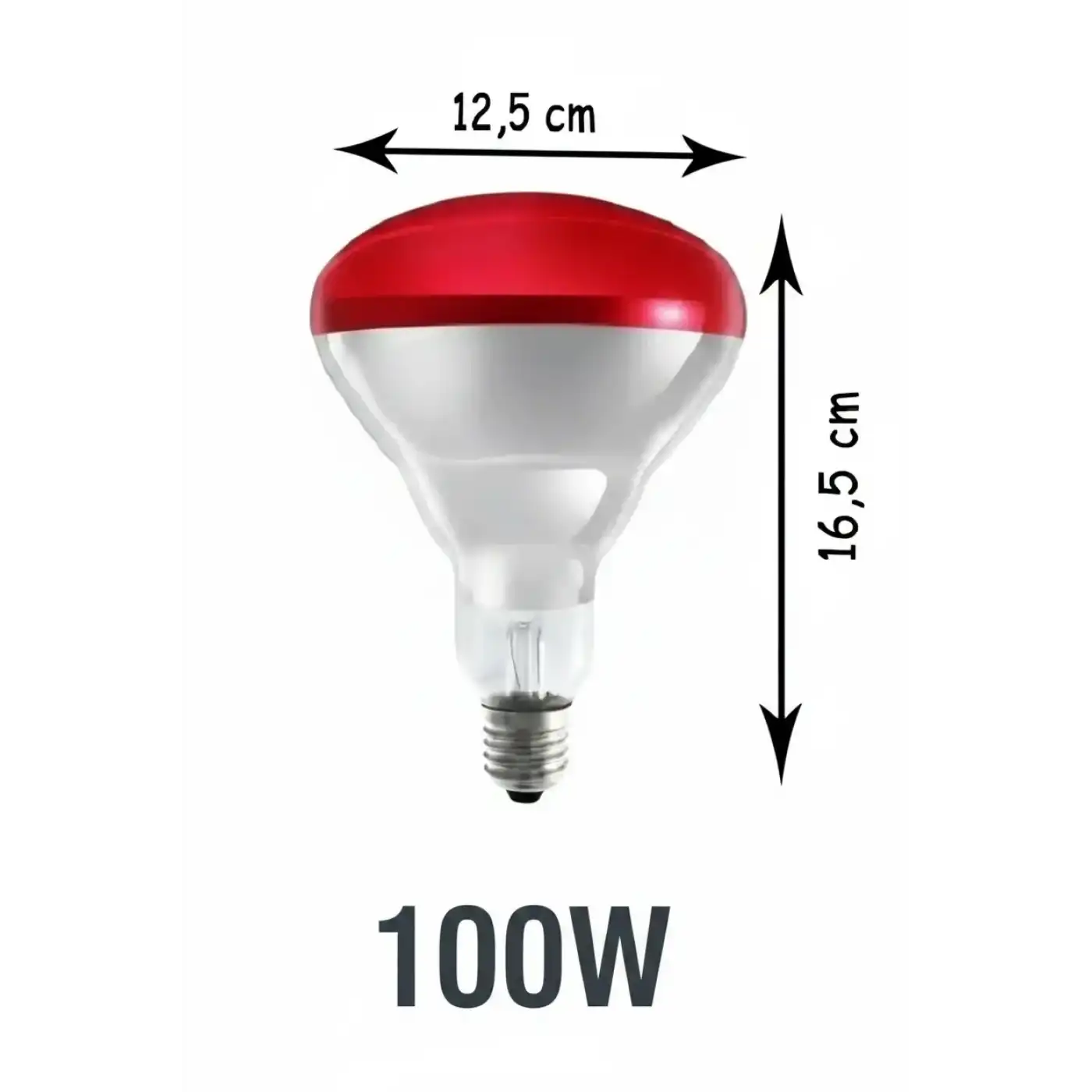 100W Kızılötesi (infrared) Isıtıcılı Hayvan Isıtma ve Kuluçka Lambası (Kırmızı Işık) E27 (Kalın Duy)