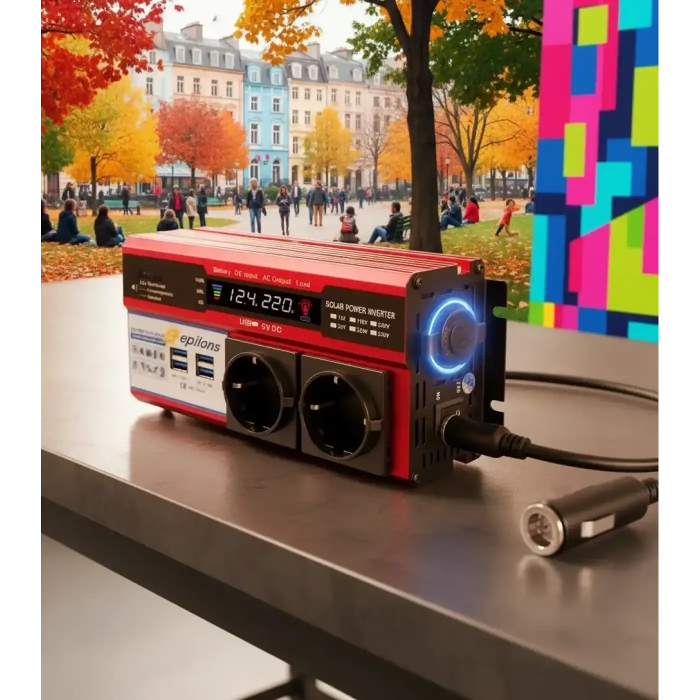 12v 2000w Modifiye Sinüs İnverter Araç Ve Güneş Enerjisi Uyumlu, Çift Usb, Çift Priz Ve Çakmaklık Epilons