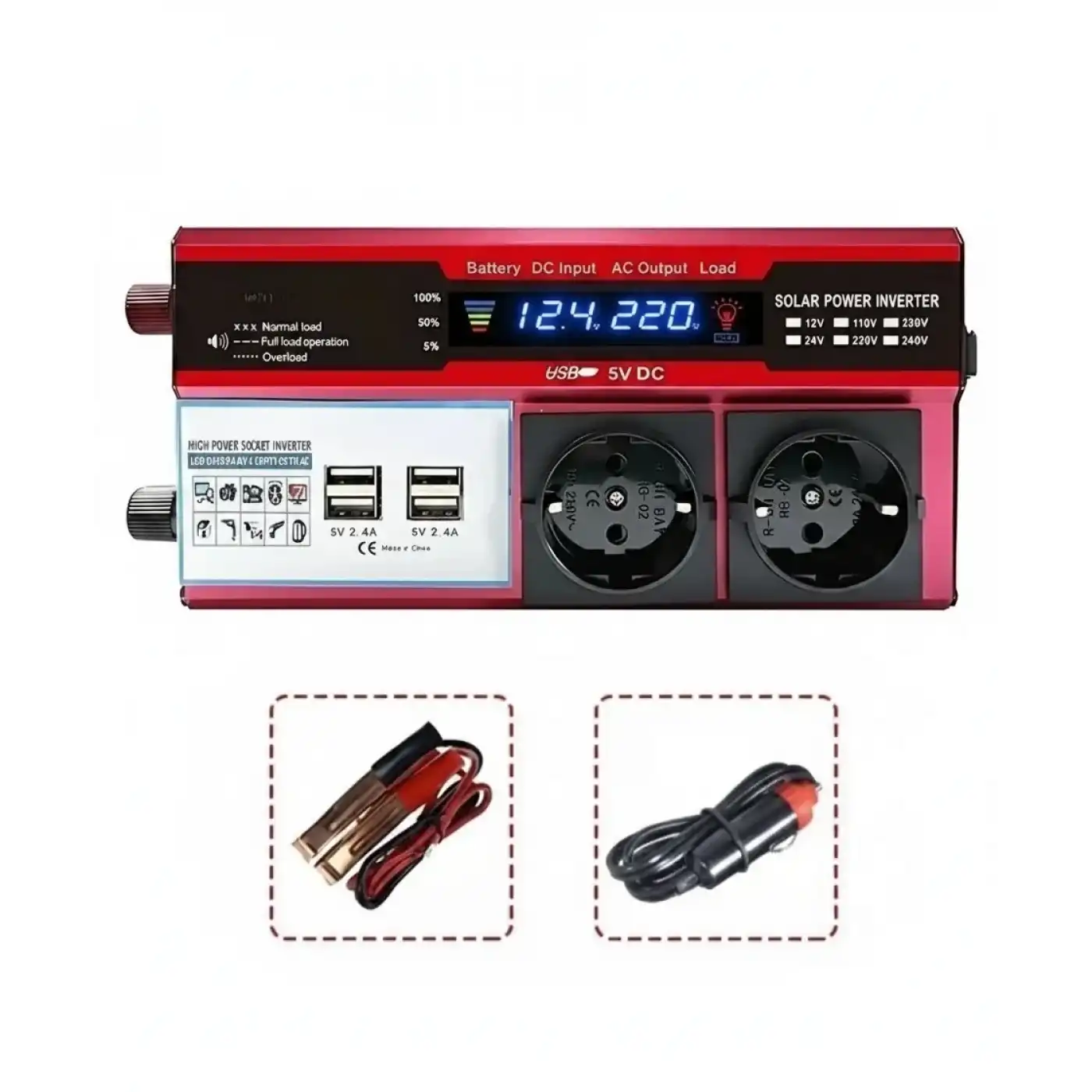 12v 2000w Modifiye Sinüs İnverter Araç Ve Güneş Enerjisi Uyumlu, Çift Usb, Çift Priz Ve Çakmaklık Epilons