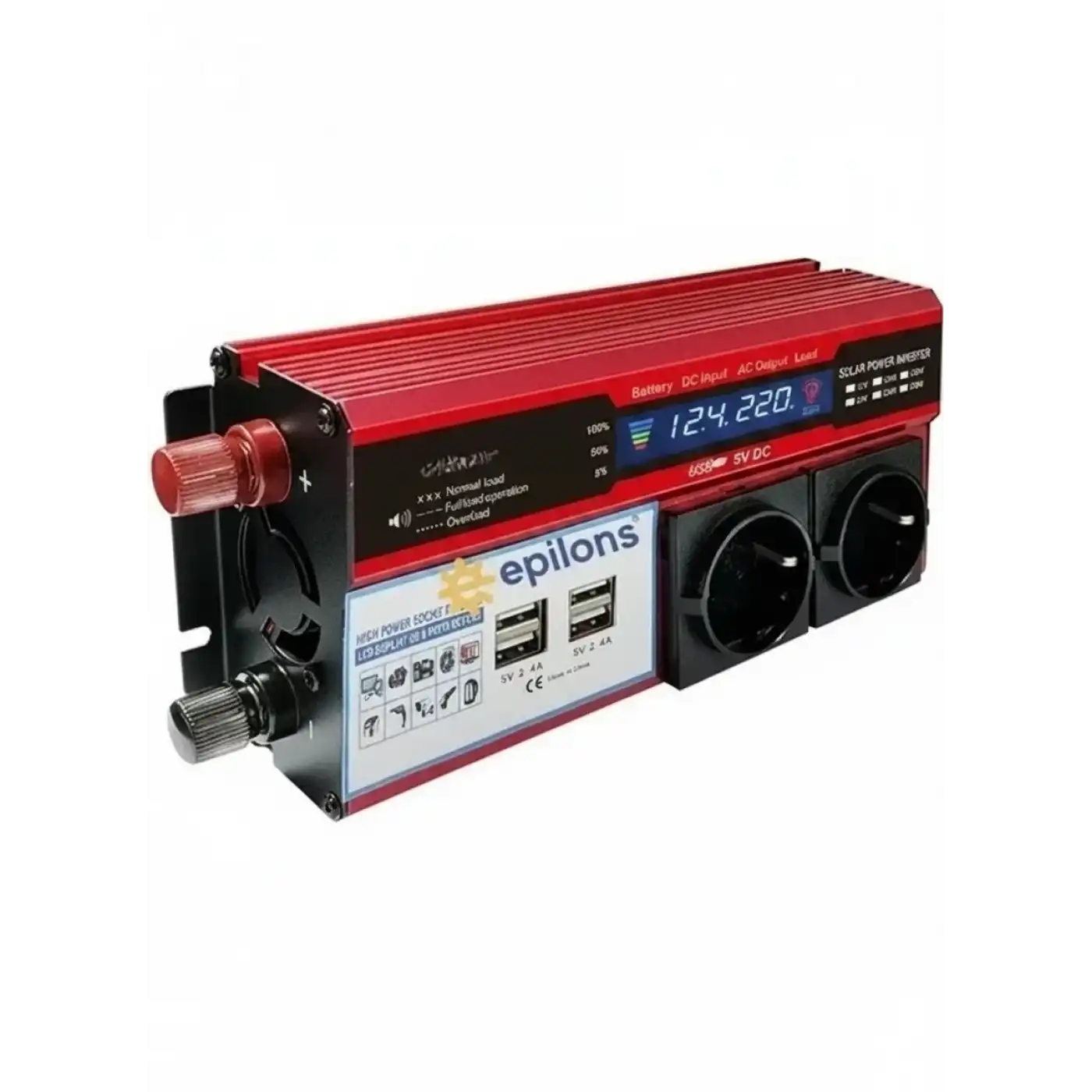 12v 2000w Modifiye Sinüs İnverter Araç Ve Güneş Enerjisi Uyumlu, Çift Usb, Çift Priz Ve Çakmaklık Epilons