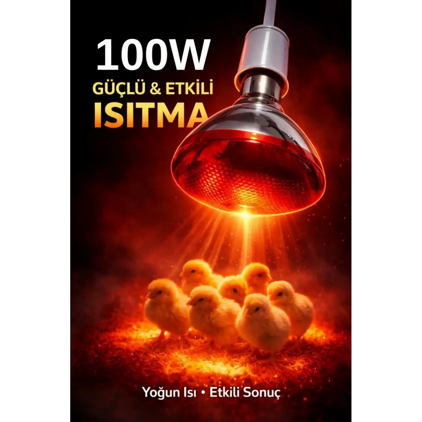 100W Isıtıcı Ampul Kırmızı Isı Lambası Civciv Kümes Kuluçka E27 Duy Isıtma Ampulü