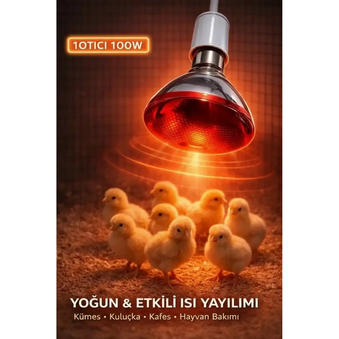 100W Isıtıcı Ampul Kırmızı Isı Lambası Civciv Kümes Kuluçka E27 Duy Isıtma Ampulü
