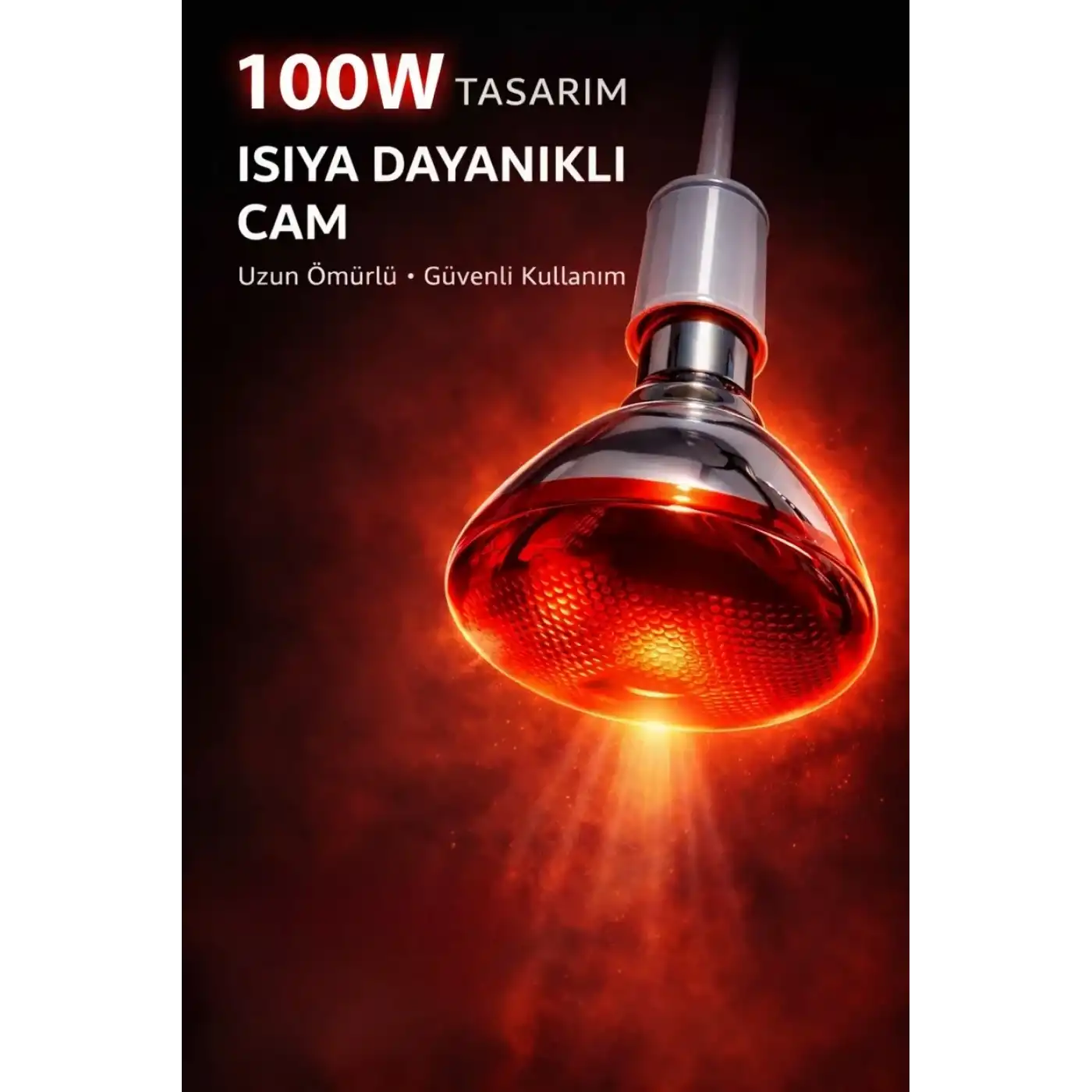 100W Isıtıcı Ampul Kırmızı Isı Lambası Civciv Kümes Kuluçka E27 Duy Isıtma Ampulü