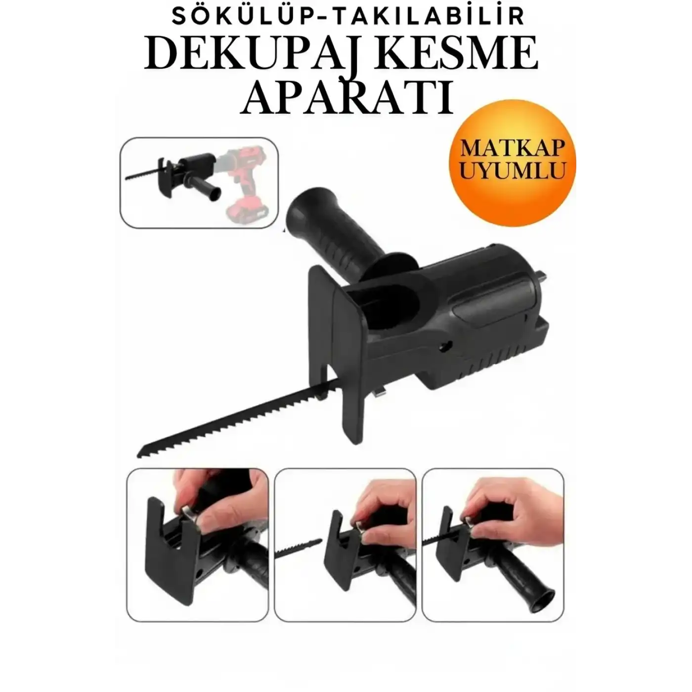 Matkap Ucuna Takılabilen 3 Bıçaklı Ahşap Plastik Alüminyum Metal Dekupaj Kesme Aparatı