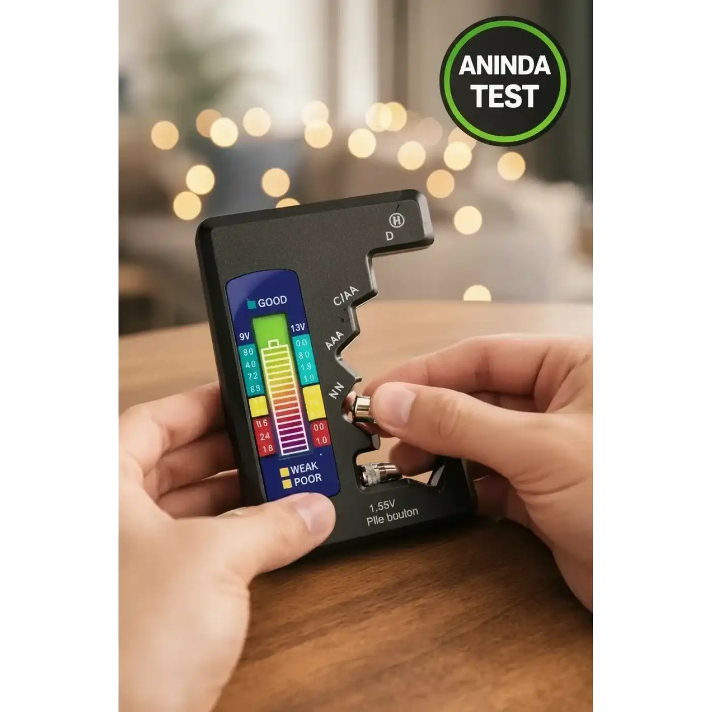 Evrensel Mini Pil Test Cihazı – Pil Doluluk Seviyesi Ölçer ve Pil Durum Kontrol Aparatı