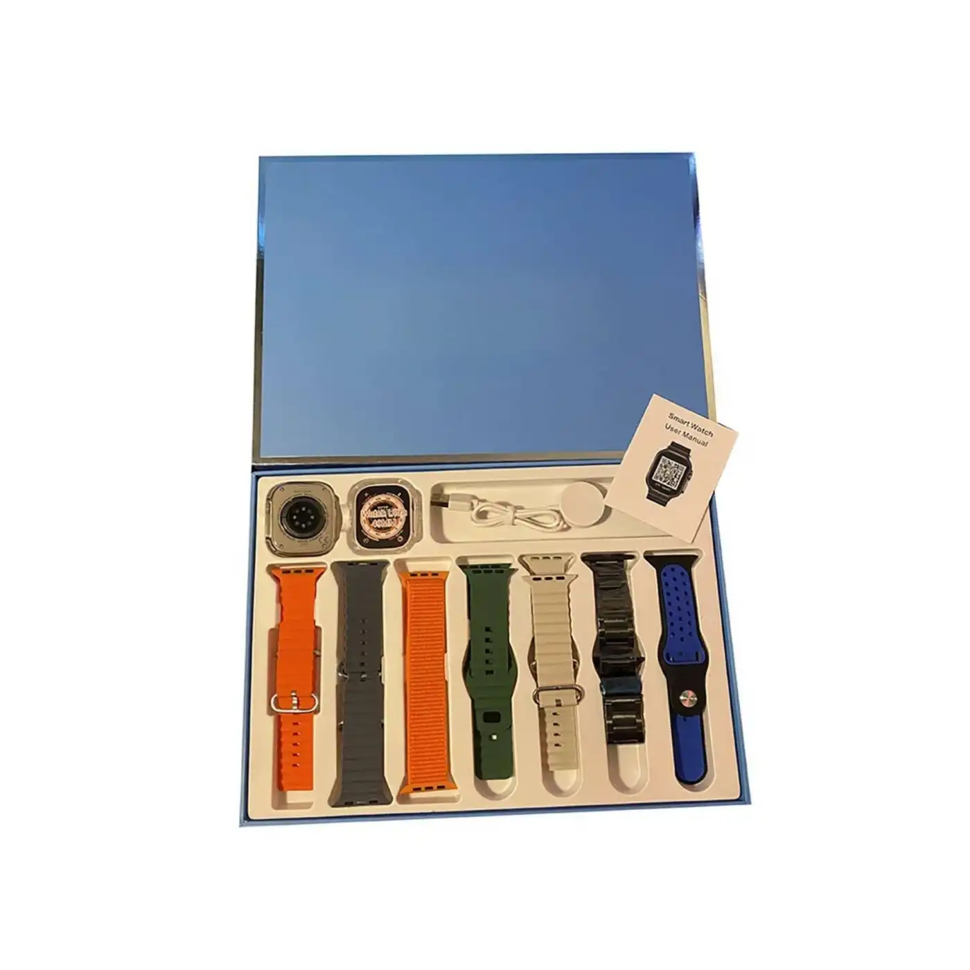 7 Kordonlu Unisex Akıllı Saat Çoklu Kordon Seçeneği Amoled Ekran