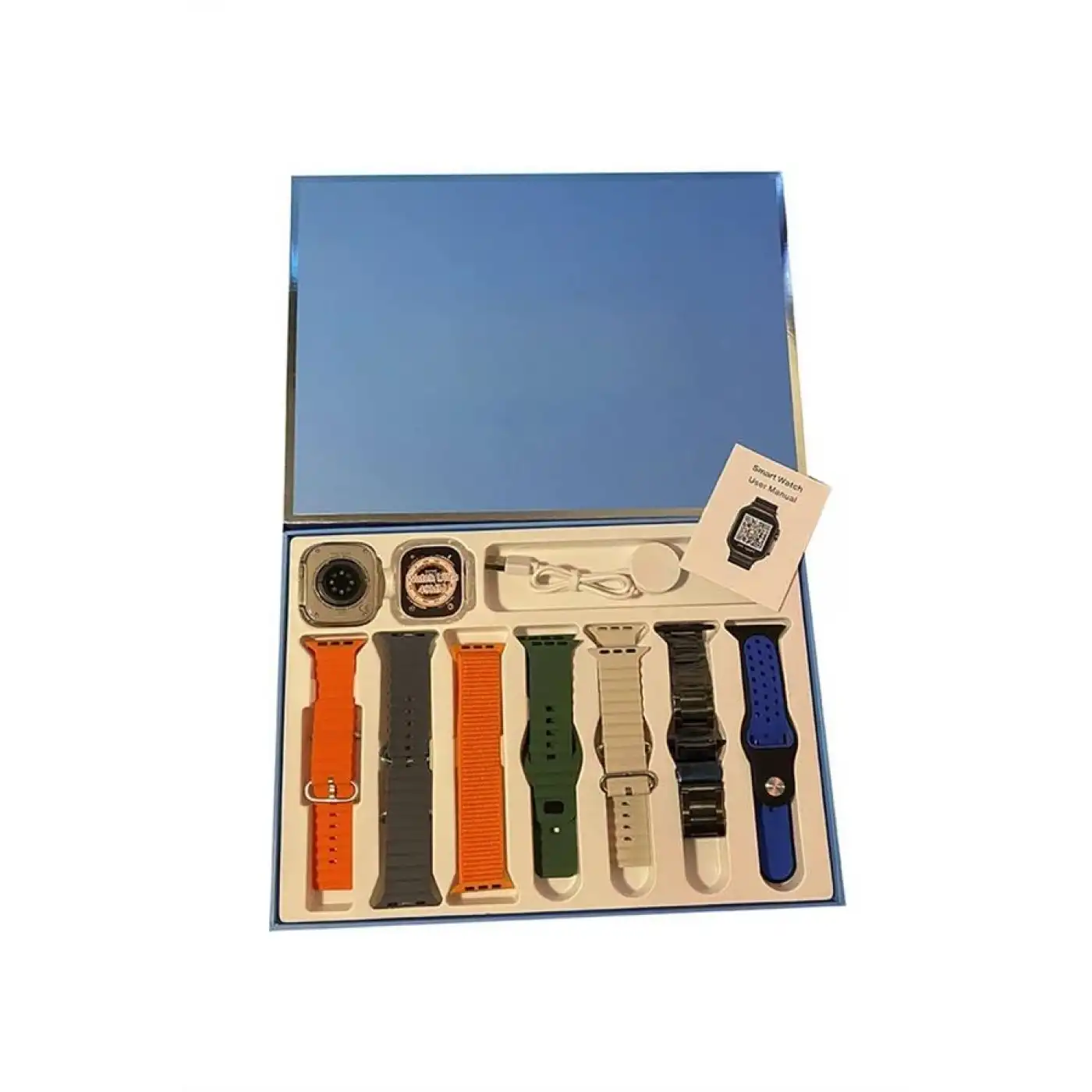 7 Kordonlu Unisex Akıllı Saat Çoklu Kordon Seçeneği Amoled Ekran