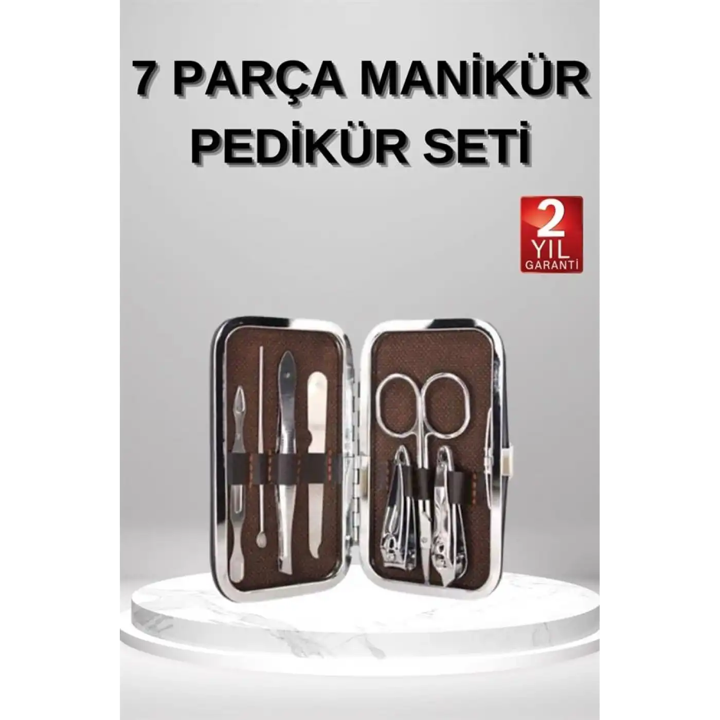 7 Parça Manikür Pedikür Seti El Ayak Bakımı Çantalı Paslanmaz Çelik