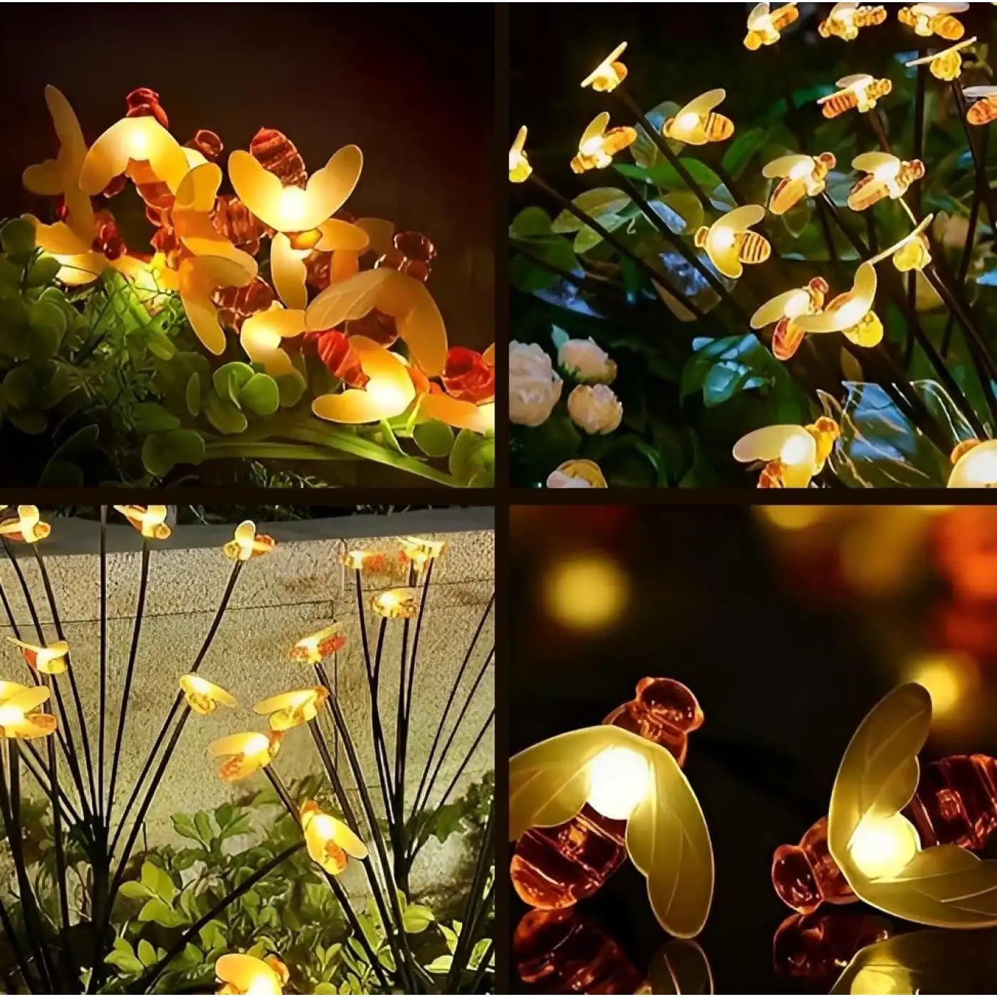 8 Ledli Bal Arısı Solar Bahçe Aydınlatması 2’li Paket