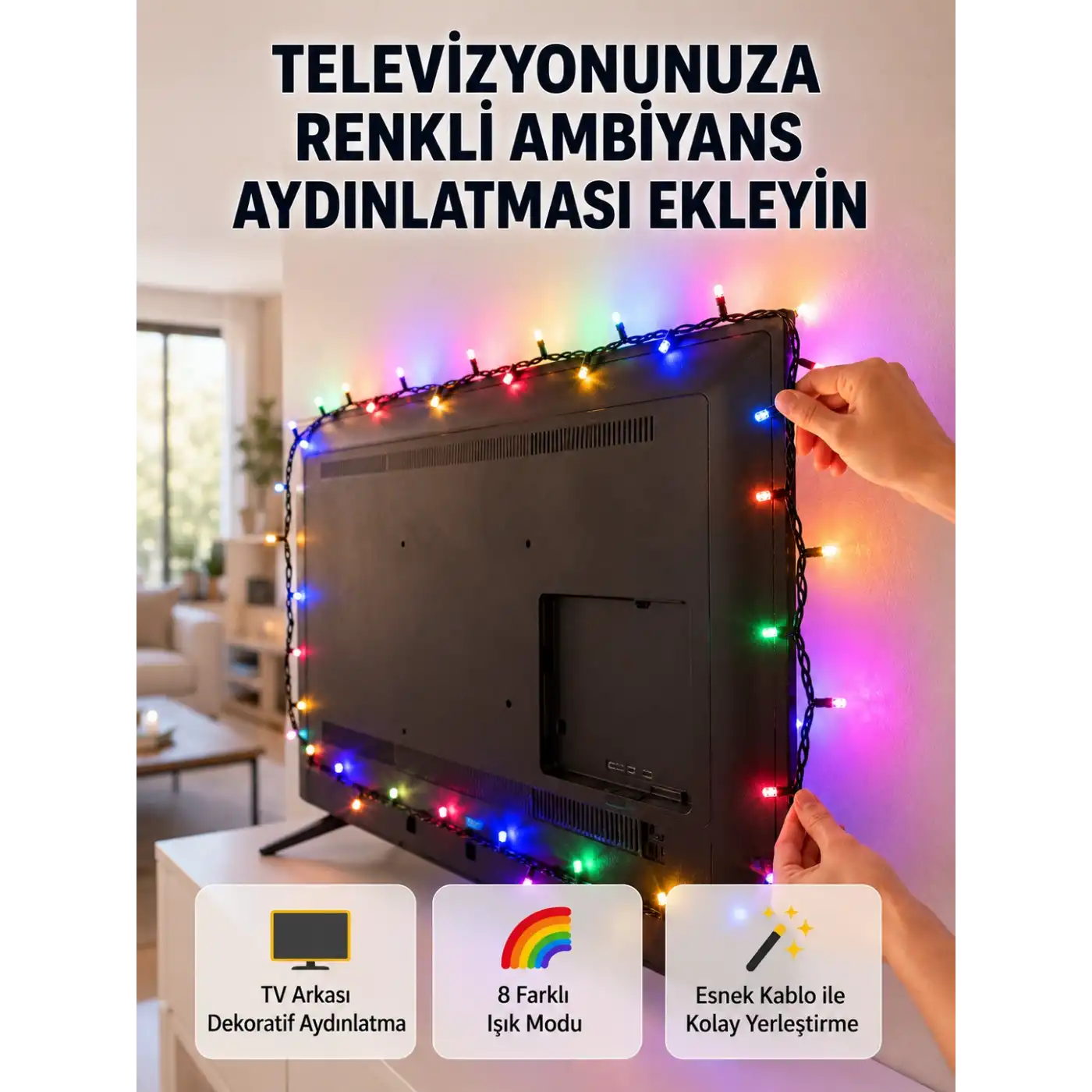 8 Modlu LED Işık Zinciri İç Mekan Dekoratif Aydınlatma Yeni Nesil