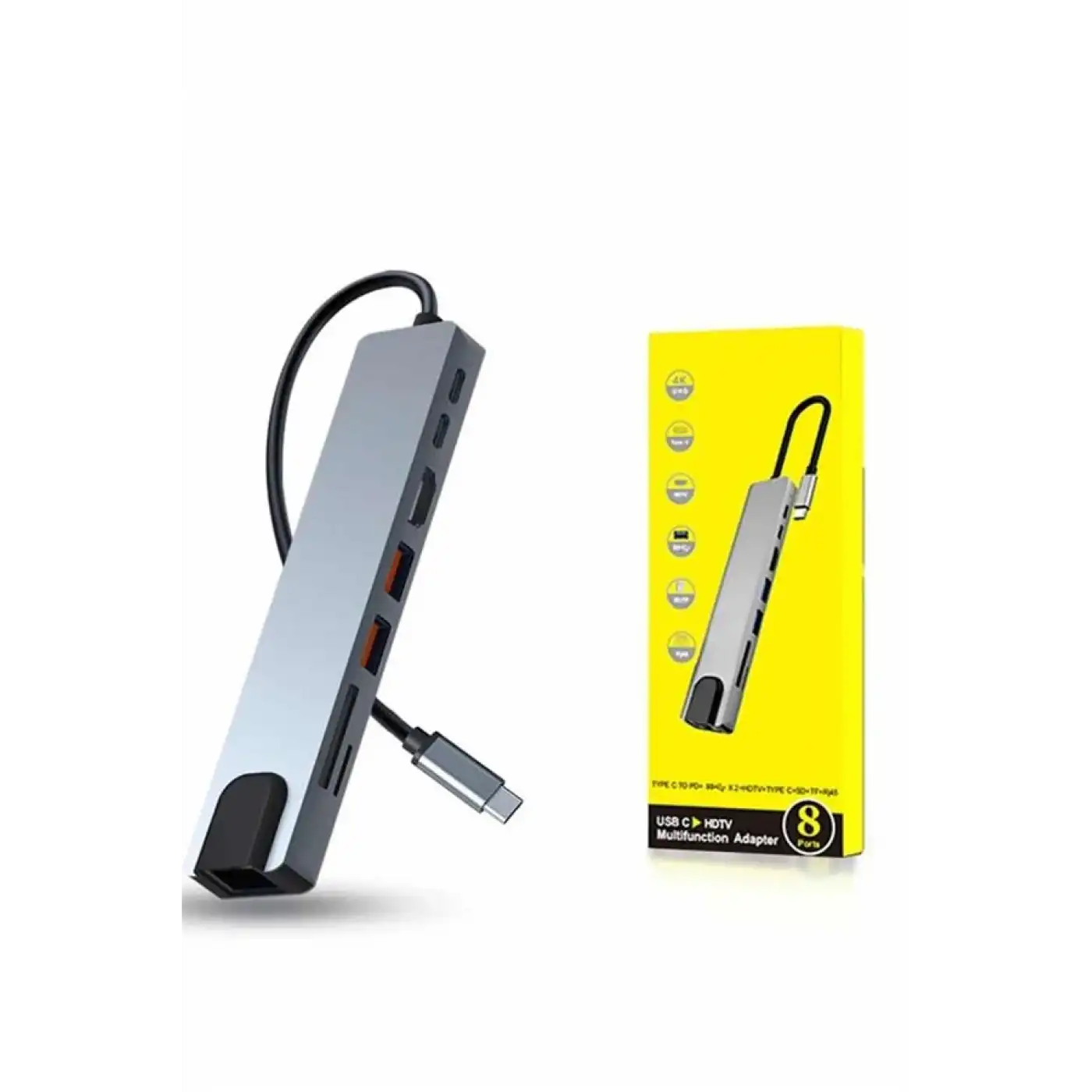 8 Portlu Macbook Çevirici Type C Hub  SD TF USB Çoğaltıcı Ethernet