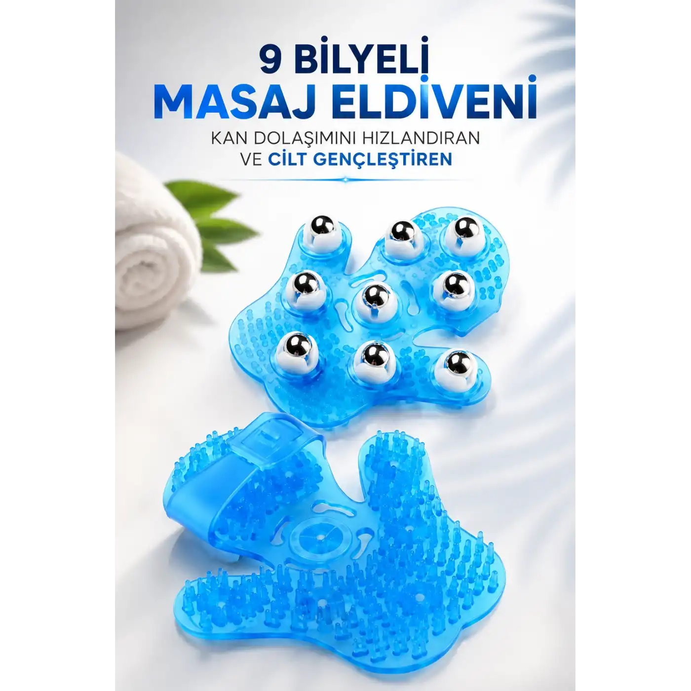 9 BİLYELİ MASAJ ELDİVENİ KAN DOLAŞIMINI HIZLANDIRAN VE CİLT GENÇLEŞTİREN