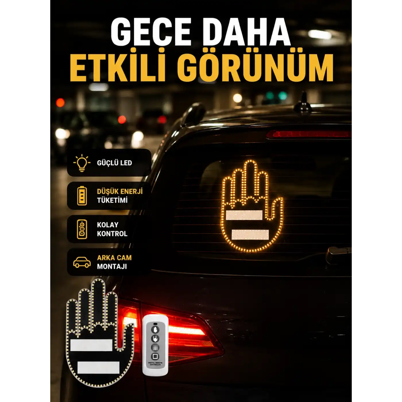 A Kalite Uzaktan Kumandalı LED Park Uyarı Işığı El Figürlü Model