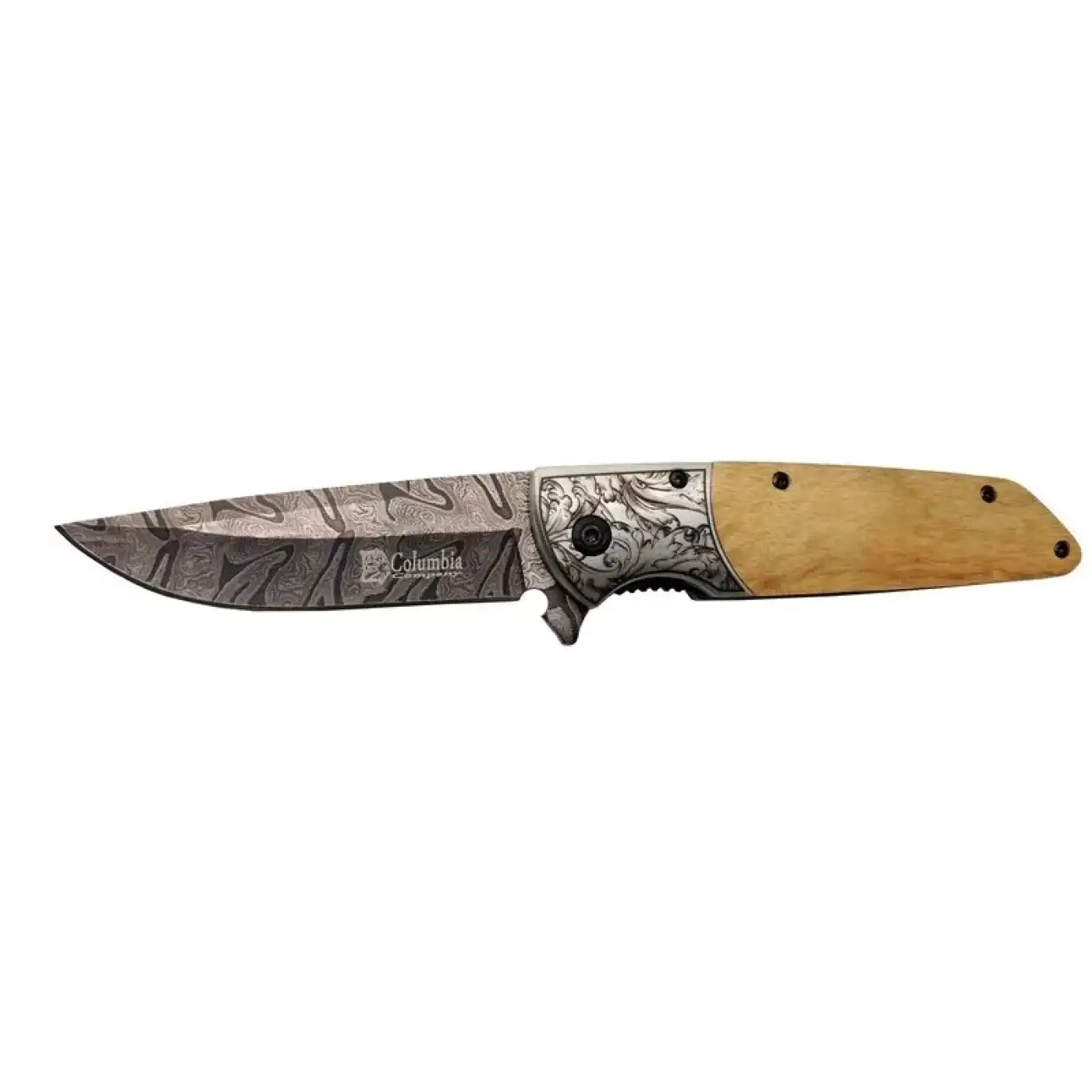 A2150c Kahve Kamp Çakısı 21cm- Manuel, Ahşap İşlemeli Sap,kemerlikli