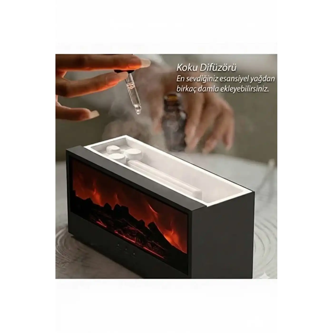 A4 Şömine Esintili Aromaterapi Difüzörü Ultrasonik Hava Nemlendici