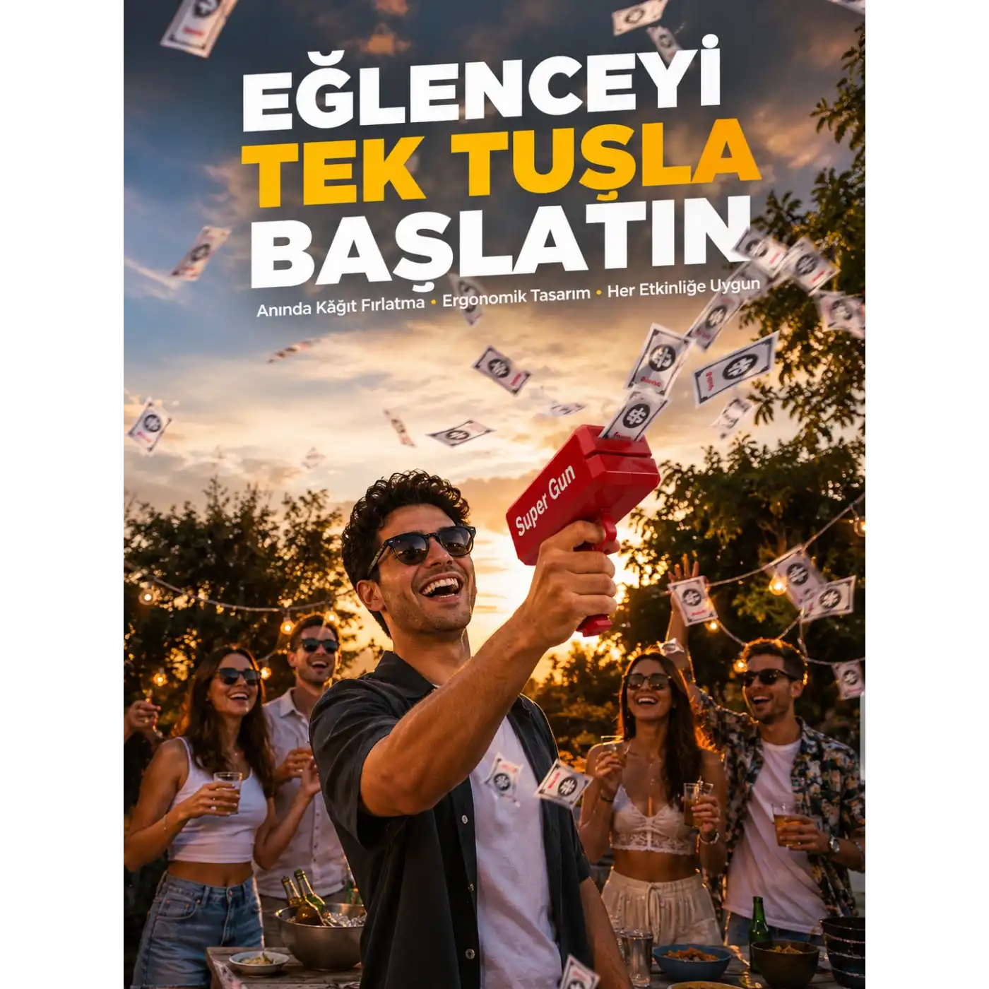 AA Pil ile Çalışan, Kolay Kullanımlı Kâğıt Fırlatıcı Oyuncak Yeni Nesil