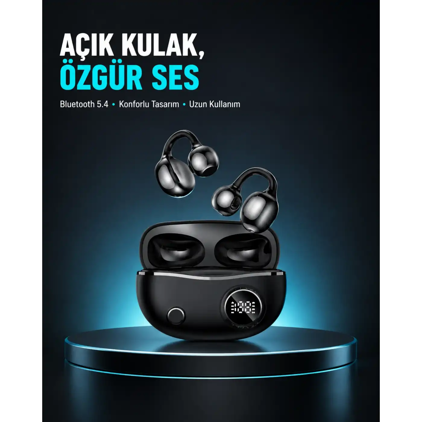 Açık Kulak Bluetooth Kulaklık 5.4 APTX Destekli Ergonomik Tasarım