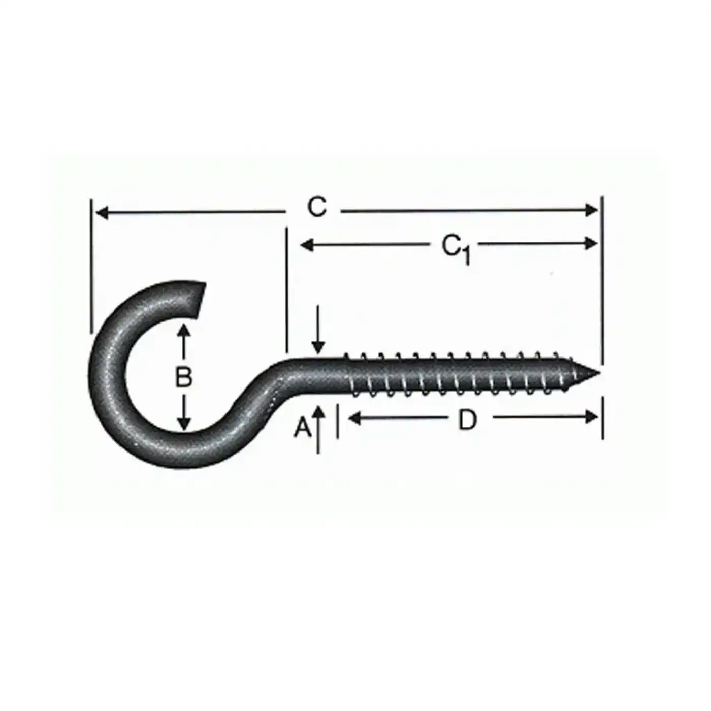 Açık Piton, Kanca, Çengel 20x80 - 144 Adet