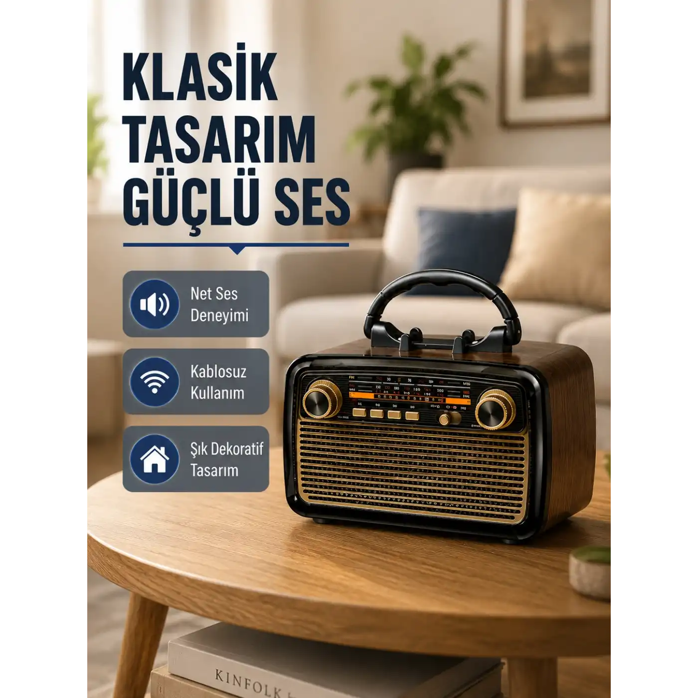 Ahşap Dokulu Bluetooth Müzik Kutusu – Vintage LED Tasarımıyla Modern Ses Deneyimi
