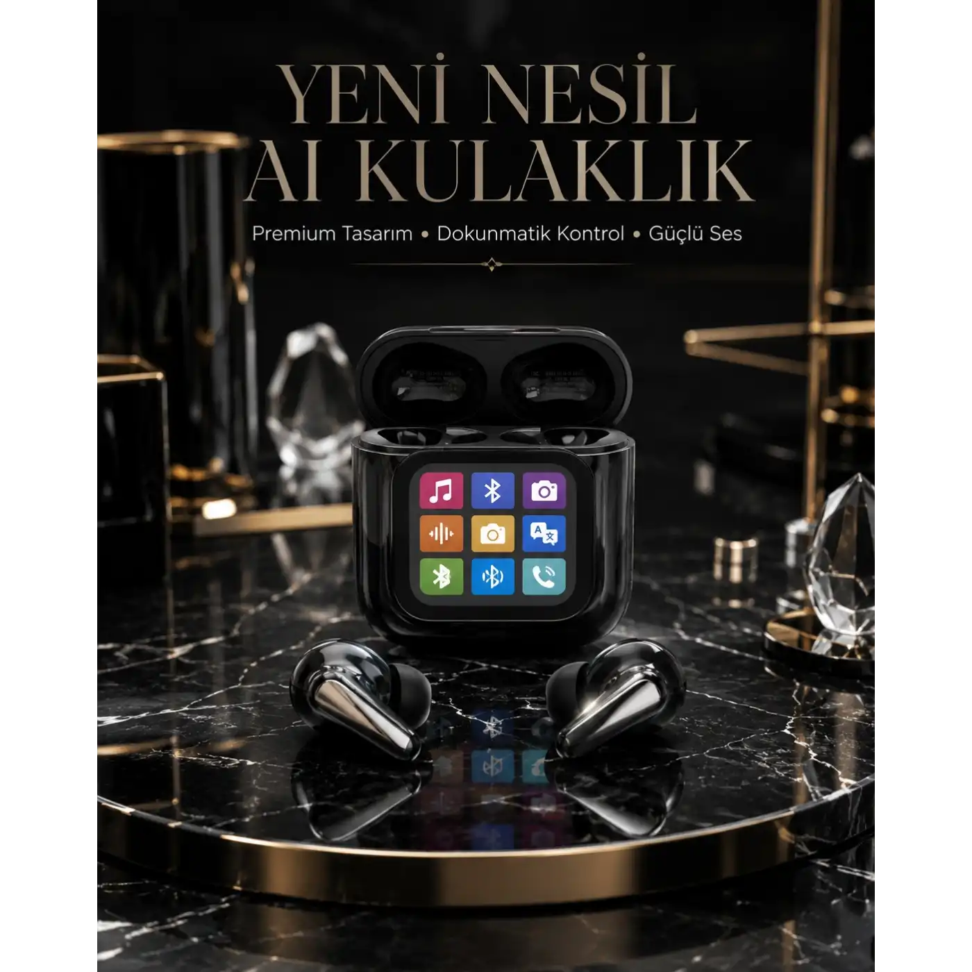 AI Bluetooth Kulaklık Akıllı Dokunmatik Kontrol Özellikli