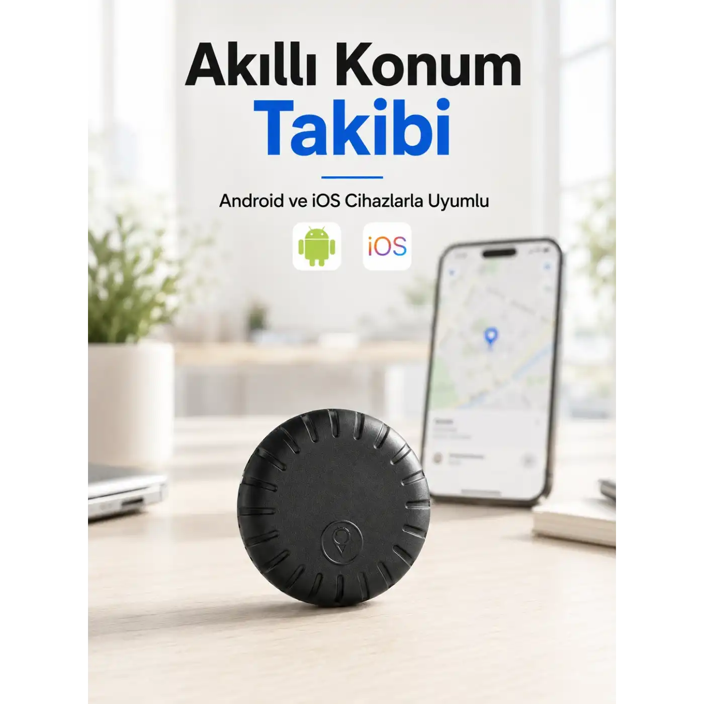 Akıllı GPS Takip Cihazı Android ve iOS Uyumlu 2 Yıl Pil Ömürlü Mini Konum Bulucu