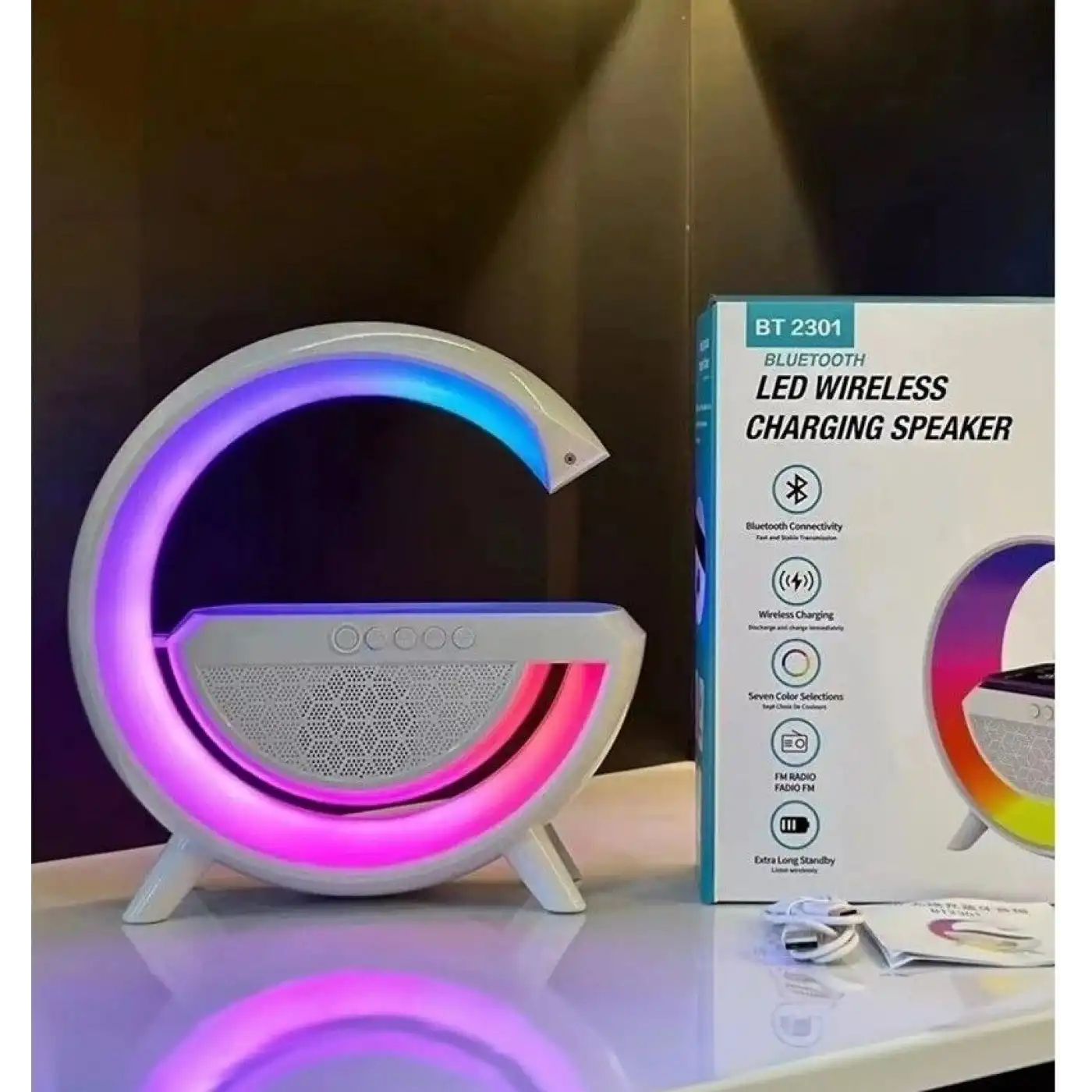 Akıllı Masa Lambası Hoparlör Led Işık & Kablosuz Şarj Alk2289