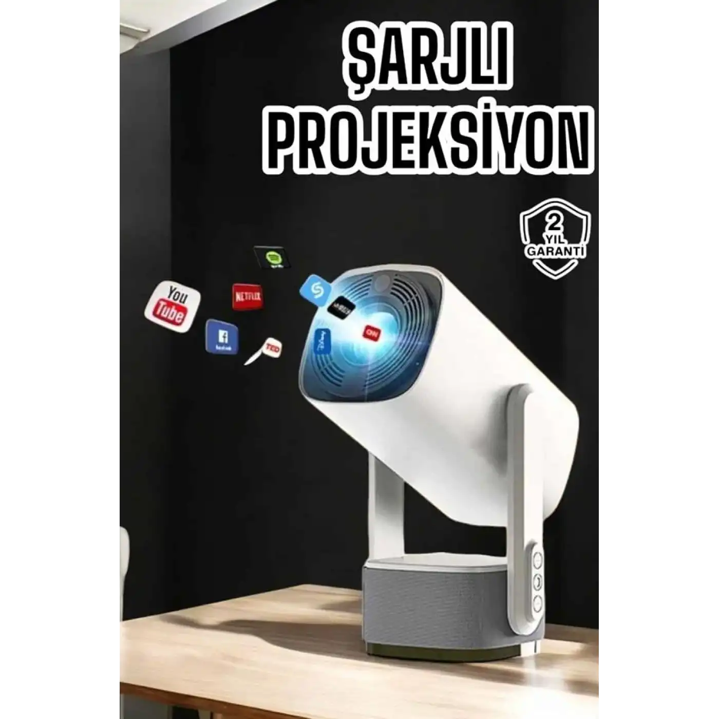 Akıllı Projeksiyon Powerbankli Taşınabilir Sinema Projektörü 4k HD Kaliteli Yeni Nesil