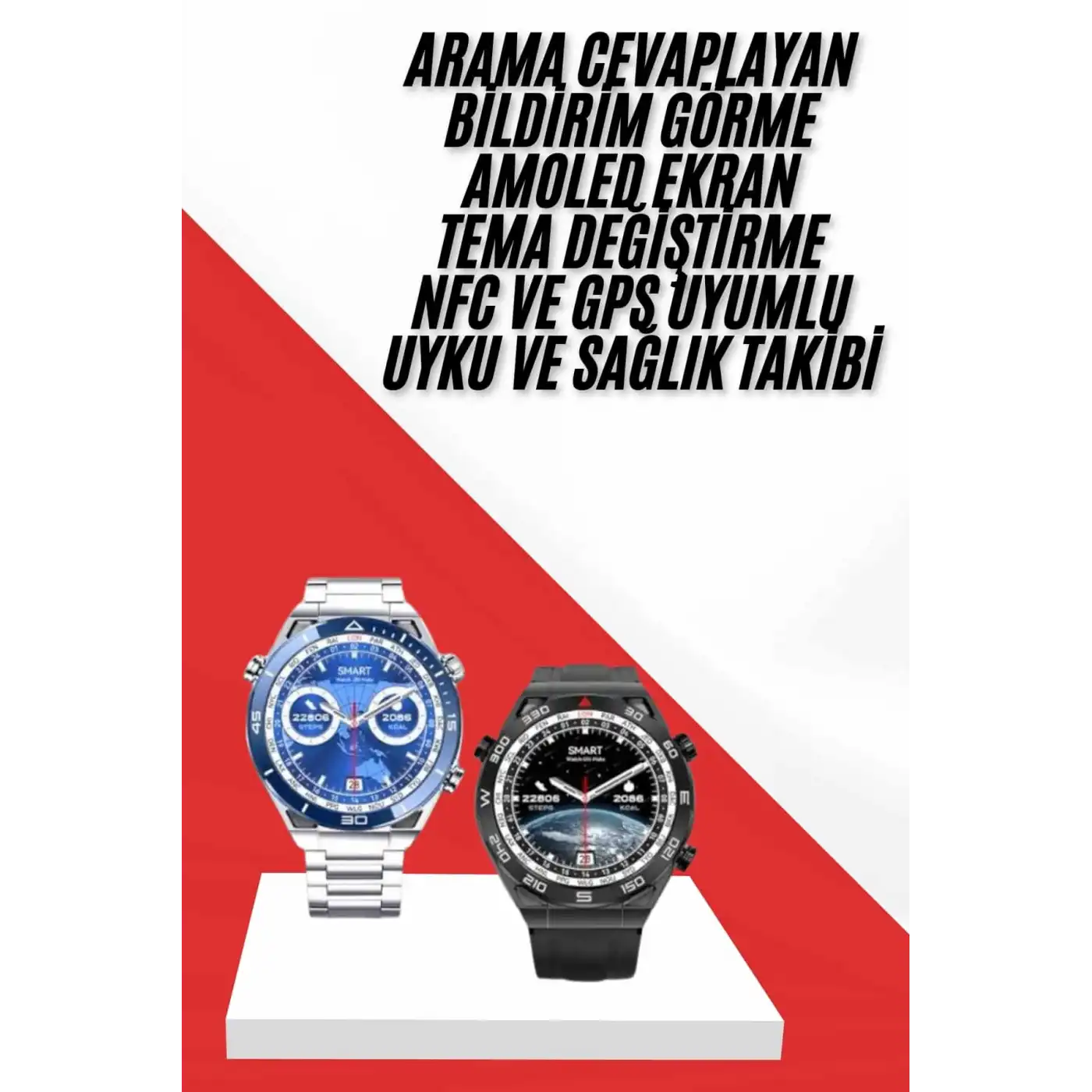 Akıllı Saat 1.62 İnç Ultimate Nabız Sensörlü Sesli Görüşme Yapabilen Yeni Nesil