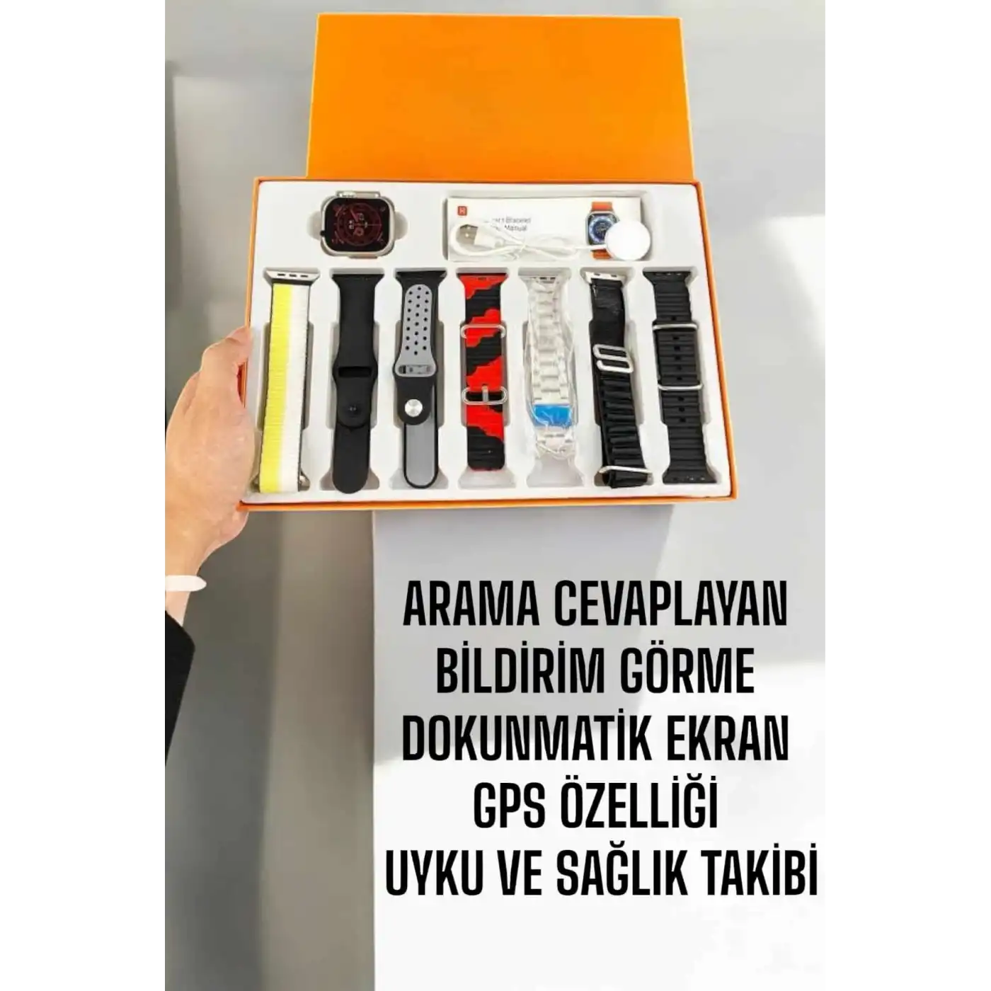 Akıllı Saat 7 Farklı Kordonlu Arama Cevaplayan Bildirim GPS Özelliği
