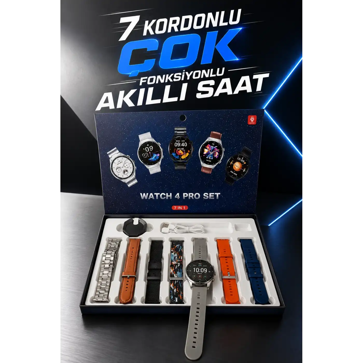 Akıllı Saat 7 Kordonlu Yeni Nesil Arama Cevaplayan Çok Fonksiyonlu