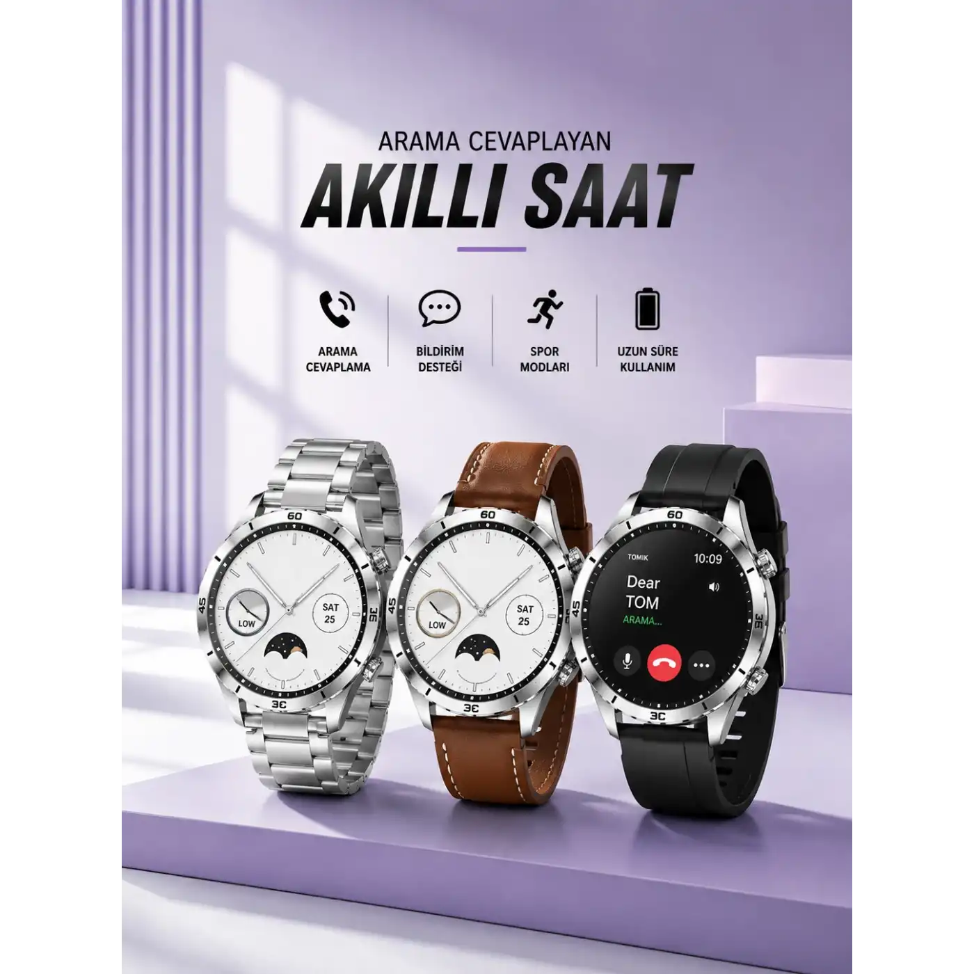 Akıllı Saat Bildirim Görme Sesli Görüşme Çoklu Kordon GPS Takibi