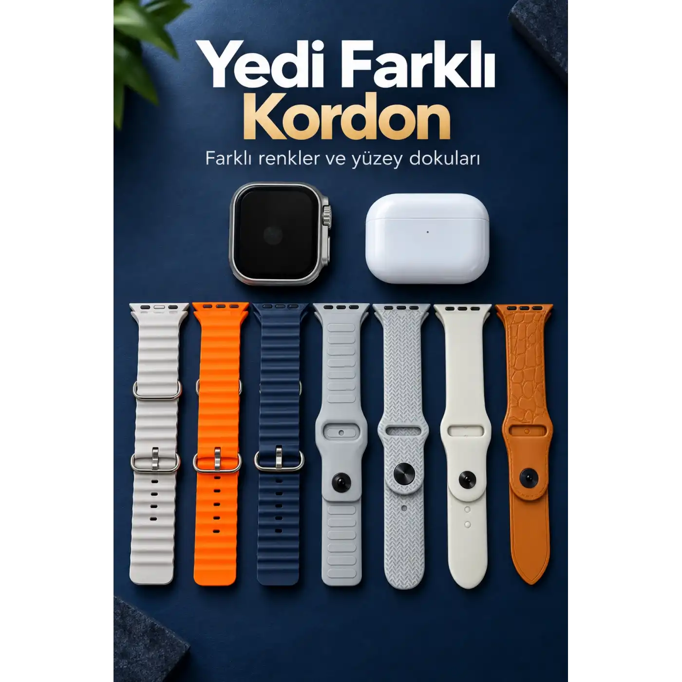 Akıllı Saat Bluetooth Aramalı ve 7 Kordonlu Set