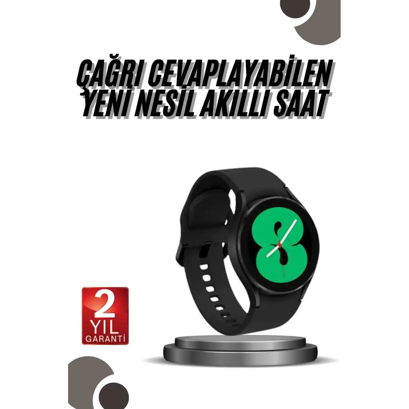 Akıllı Saat Bluetooth Bağlantılı Yuvarlak Ekran Plastik Kordonlu