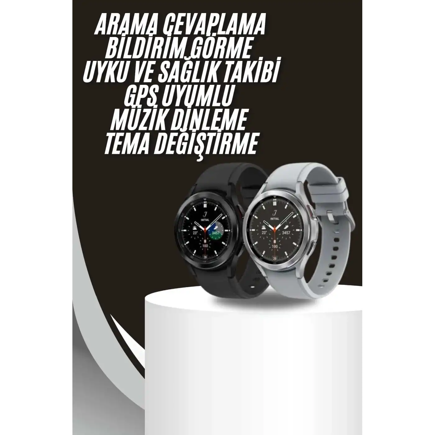Akıllı Saat Bluetooth Bağlantılı Yuvarlak Ekran Plastik Kordonlu