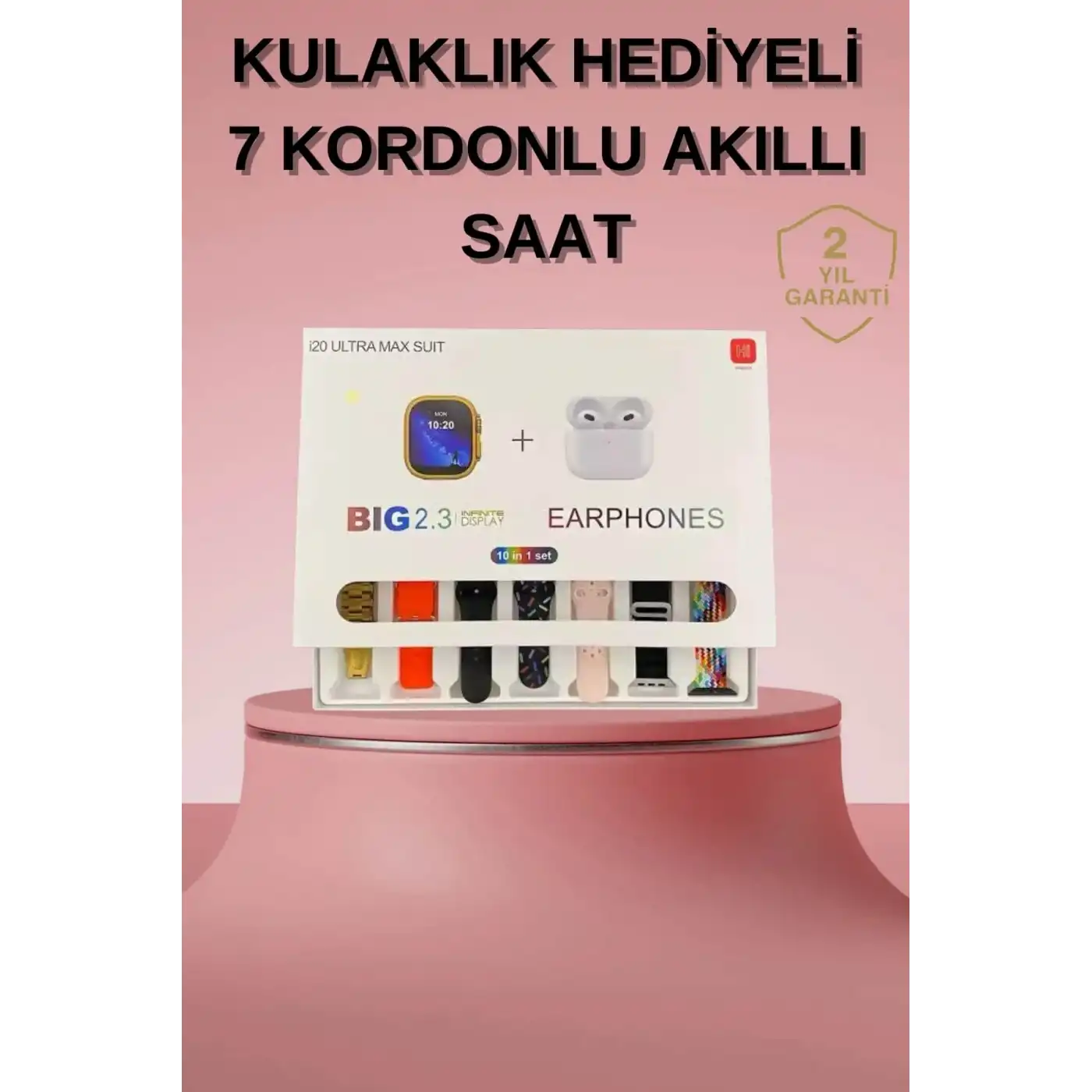 Akıllı Saat Bluetooth Kulaklık Hediyeli Bildirim Görme Sesli Görüşme Çoklu Kordon