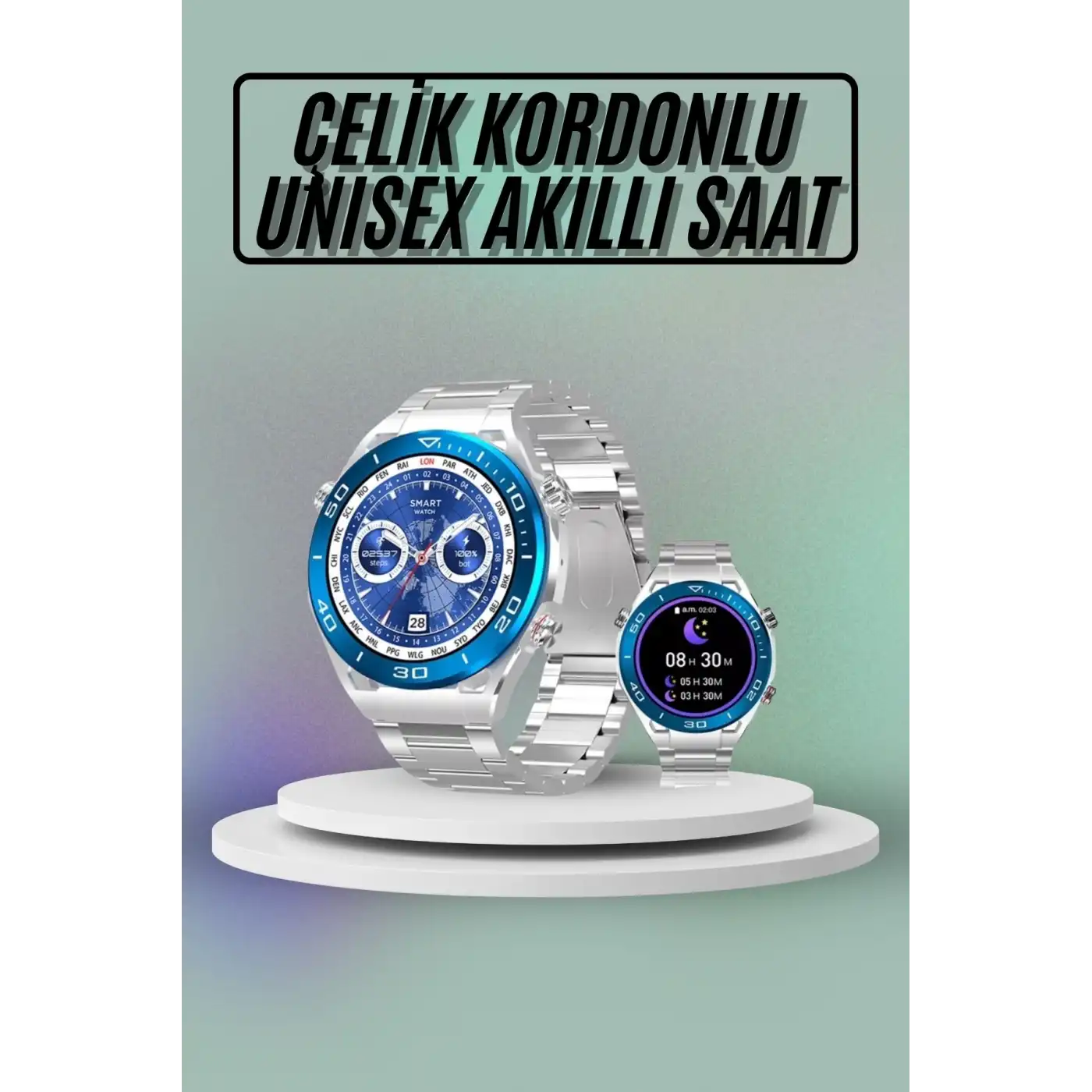 Akıllı Saat Çelik Kordonlu Amoled Ekran Android ve İOS Uyumlu Çağrı Cevaplayabilen