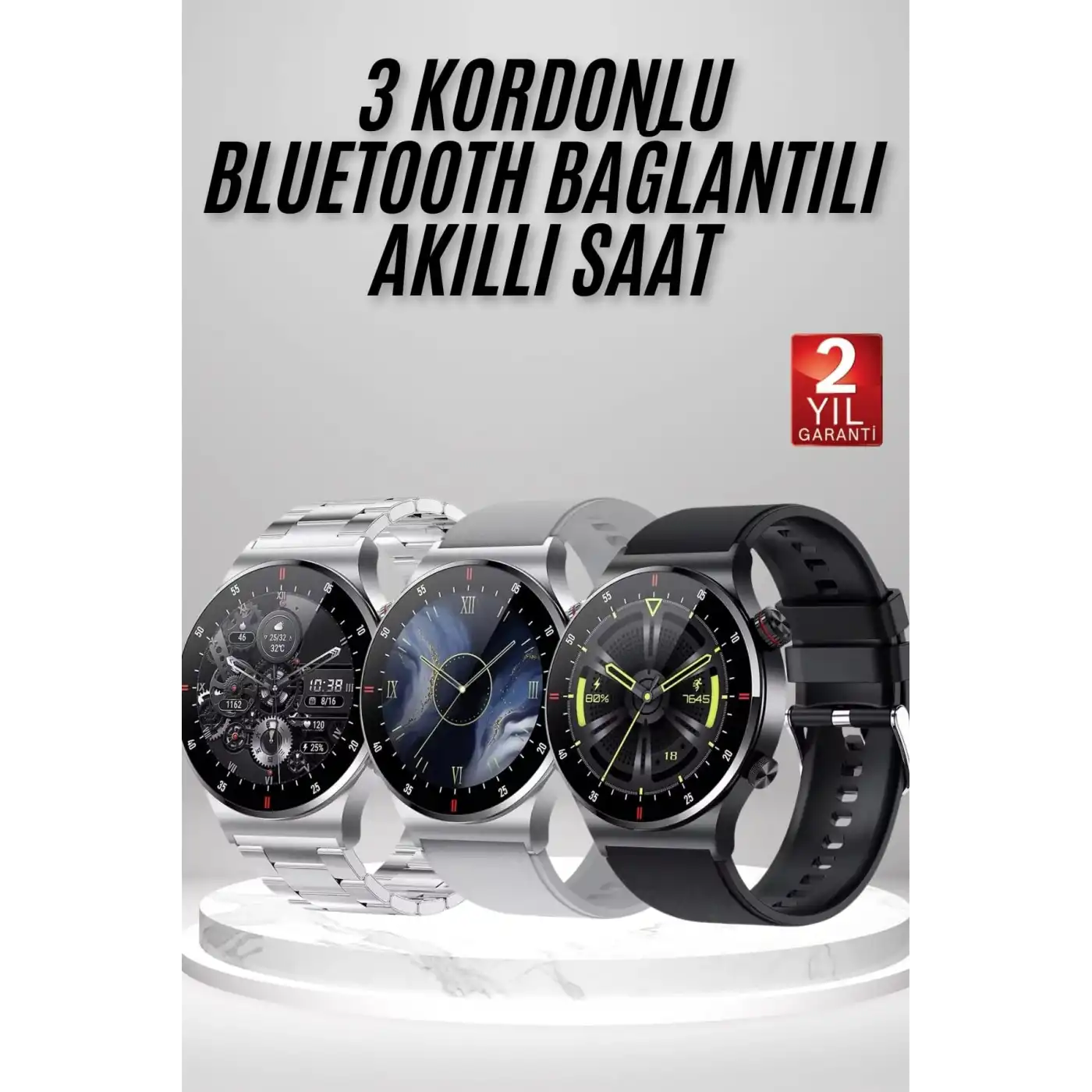 Akıllı Saat Çoklu Kordon Seçeneği Amoled Ekran Çok Fonksiyonlu Bluetooth Bağlantılı